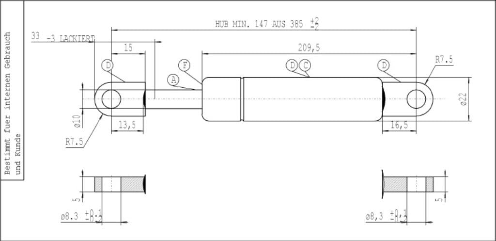 Thumbnail 1 de Stabilus LIFT-O-MAT siłownik gazowy 1150 N, 385 mm, metalowy