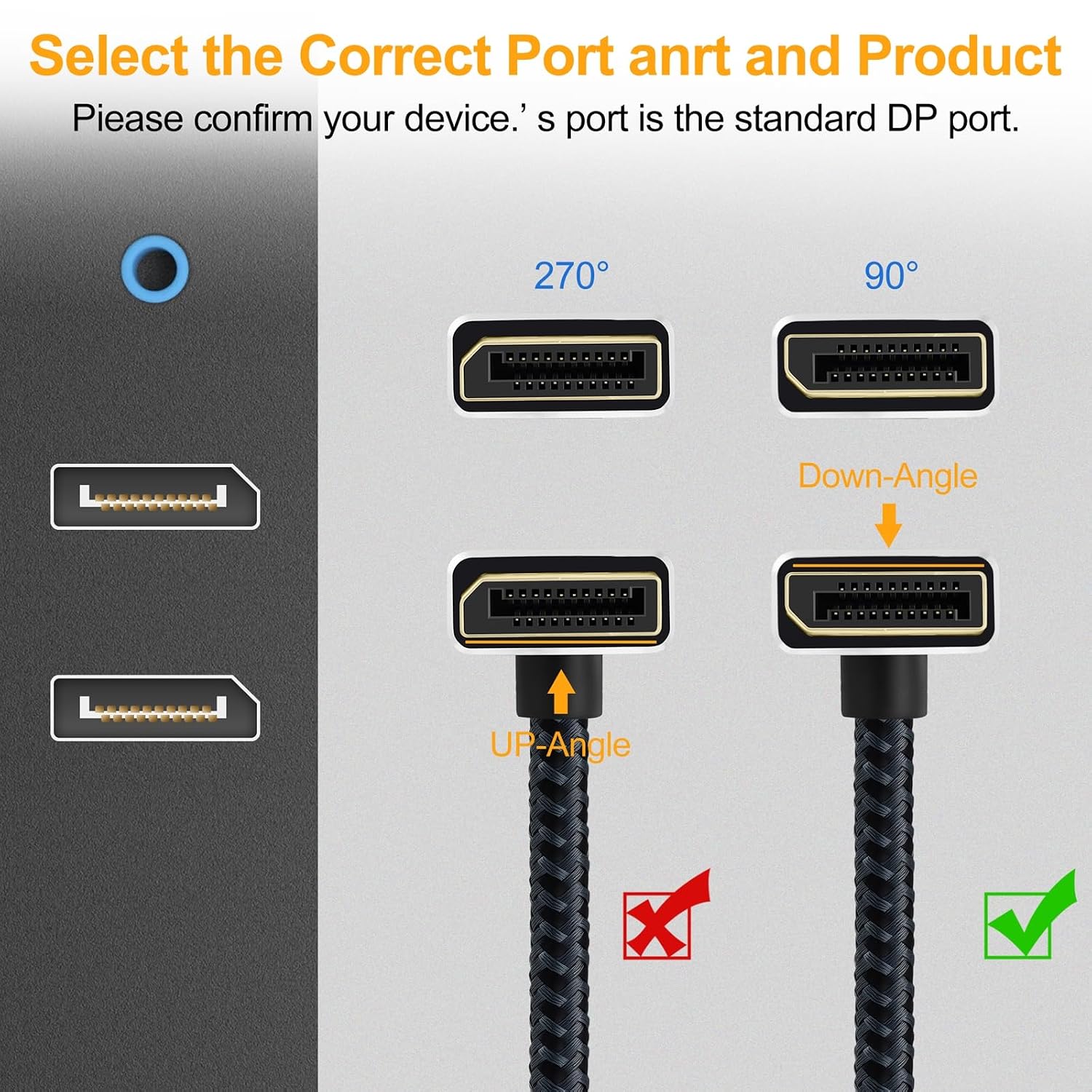 Thumbnail 6 de 90° DisplayPort cable 1M for 8K gaming