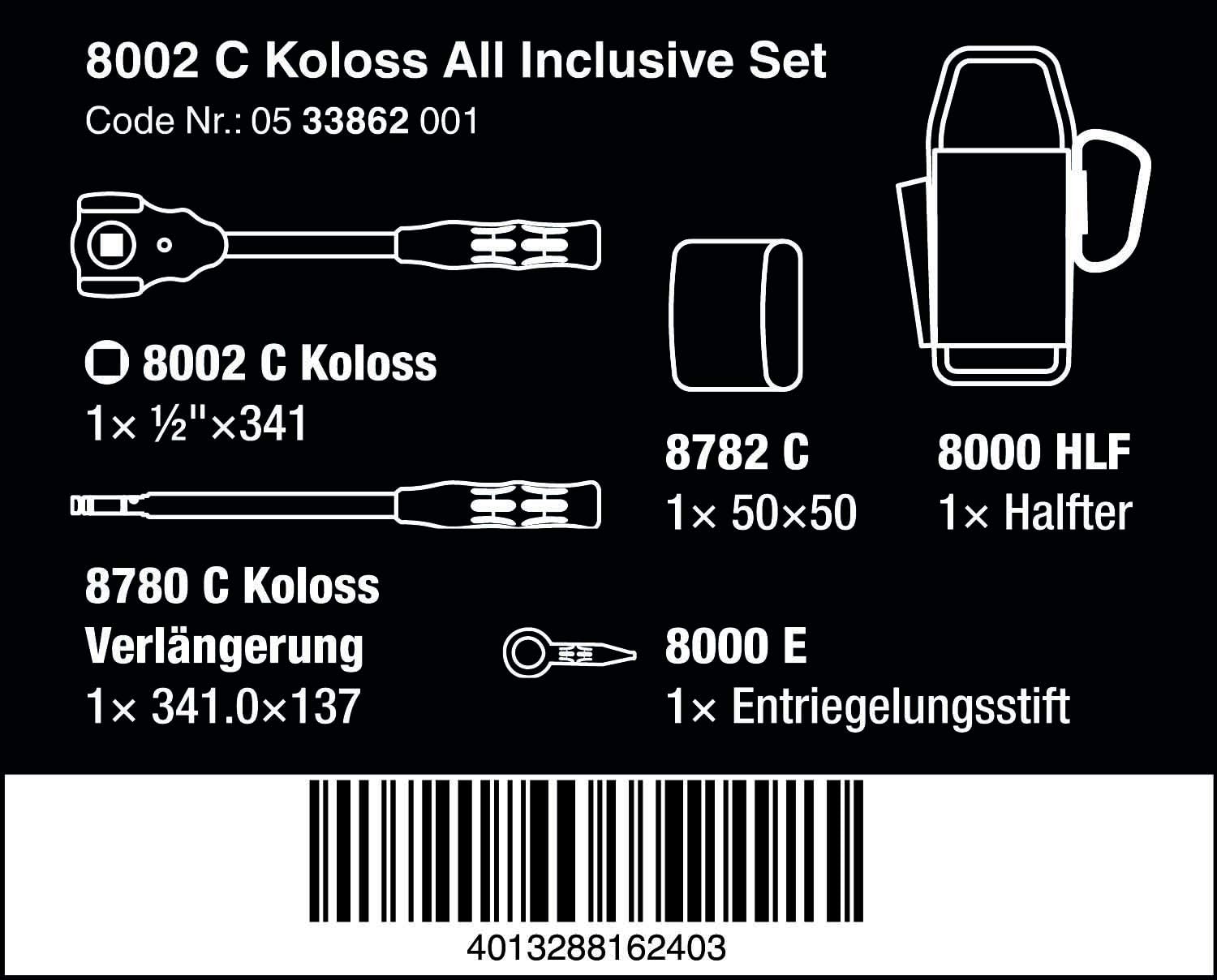 Detalle de Wera 8002 C Koloss All Inclusive Set: completezza e versatilità per lavori seri