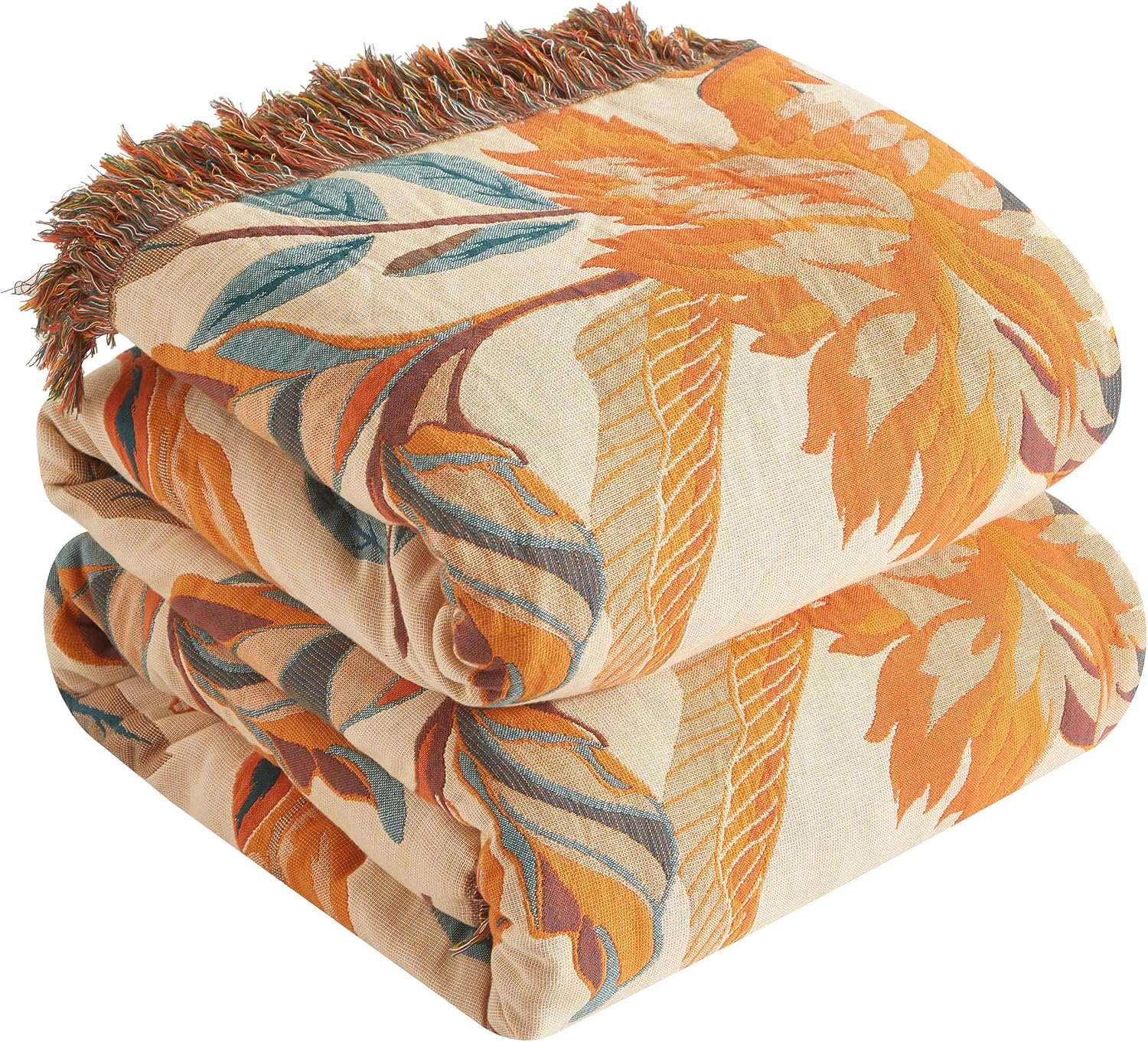 Detalle de SE SOFTEXLY Boho Cotton Throw Blanket, King Size 90” x 98”, 4-Layer Floral Muslin