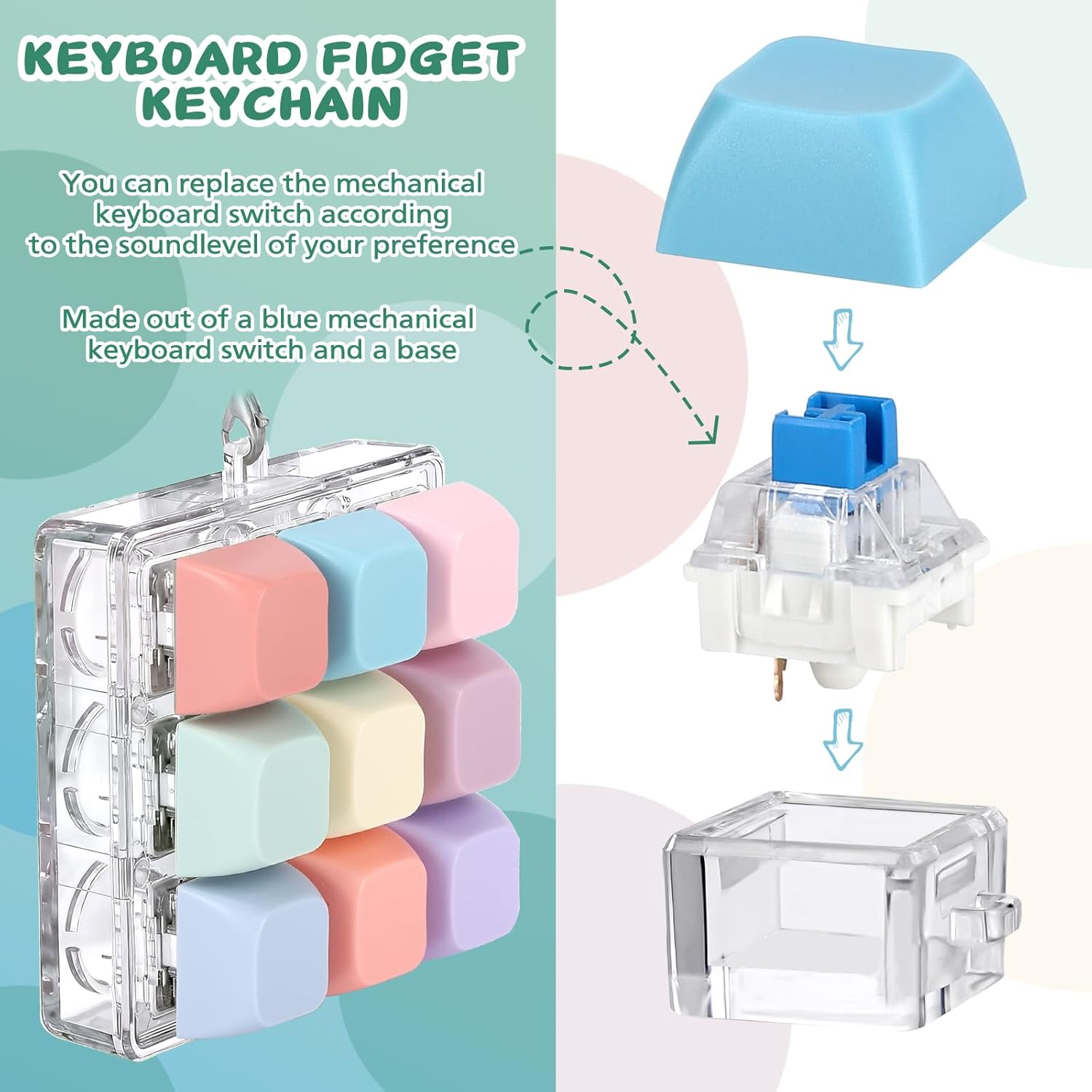 Thumbnail 3 de Axlksia Keyboard Fidget Toy: Portable Clicker Keychain for Stress Relief