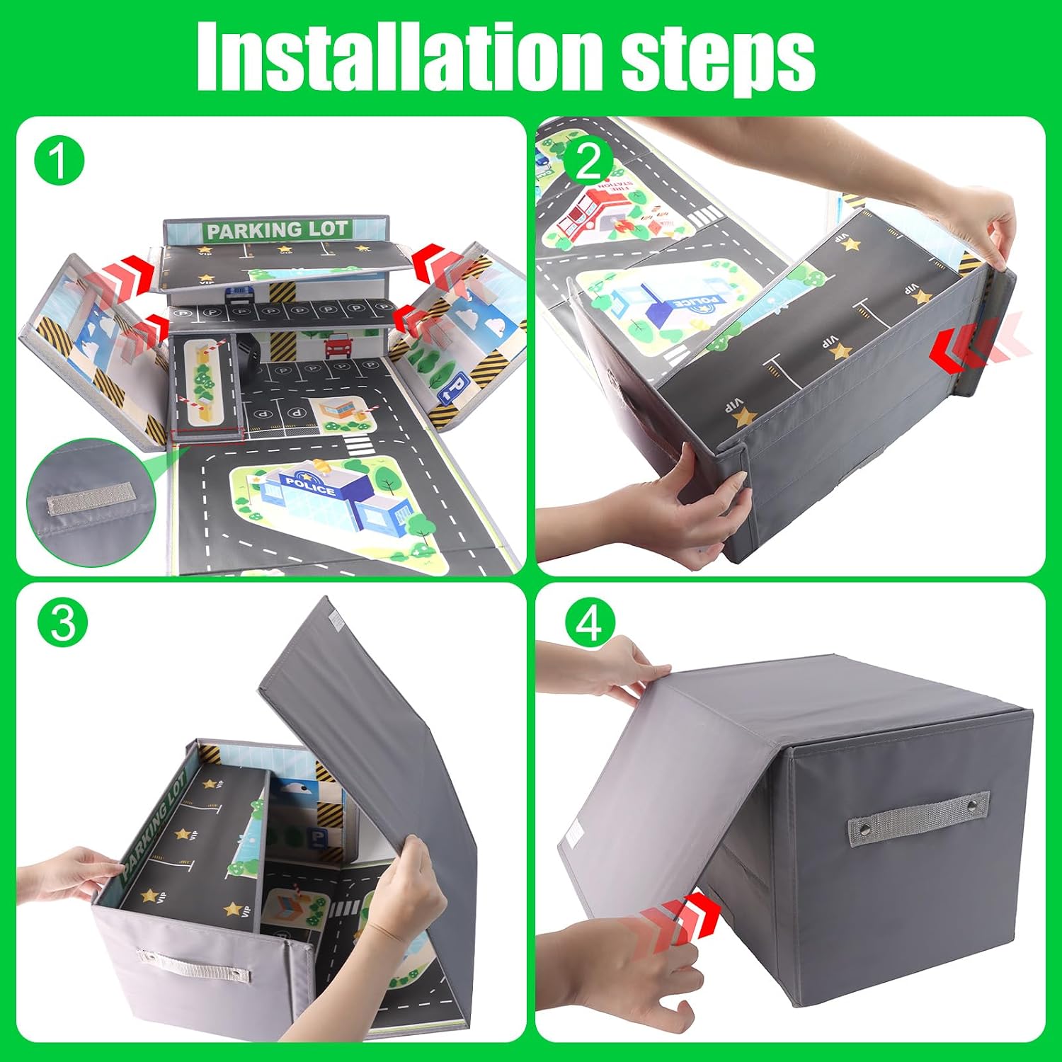 Thumbnail 4 de LPQKCcY Toy Car Storage 3-in-1 play mat for 20 cars