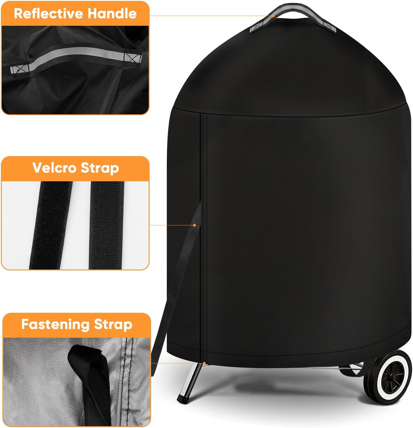 Detalle 2 de iCOVER 22-Inch Charcoal Kettle Grill Cover, Waterproof Oxford Polyester