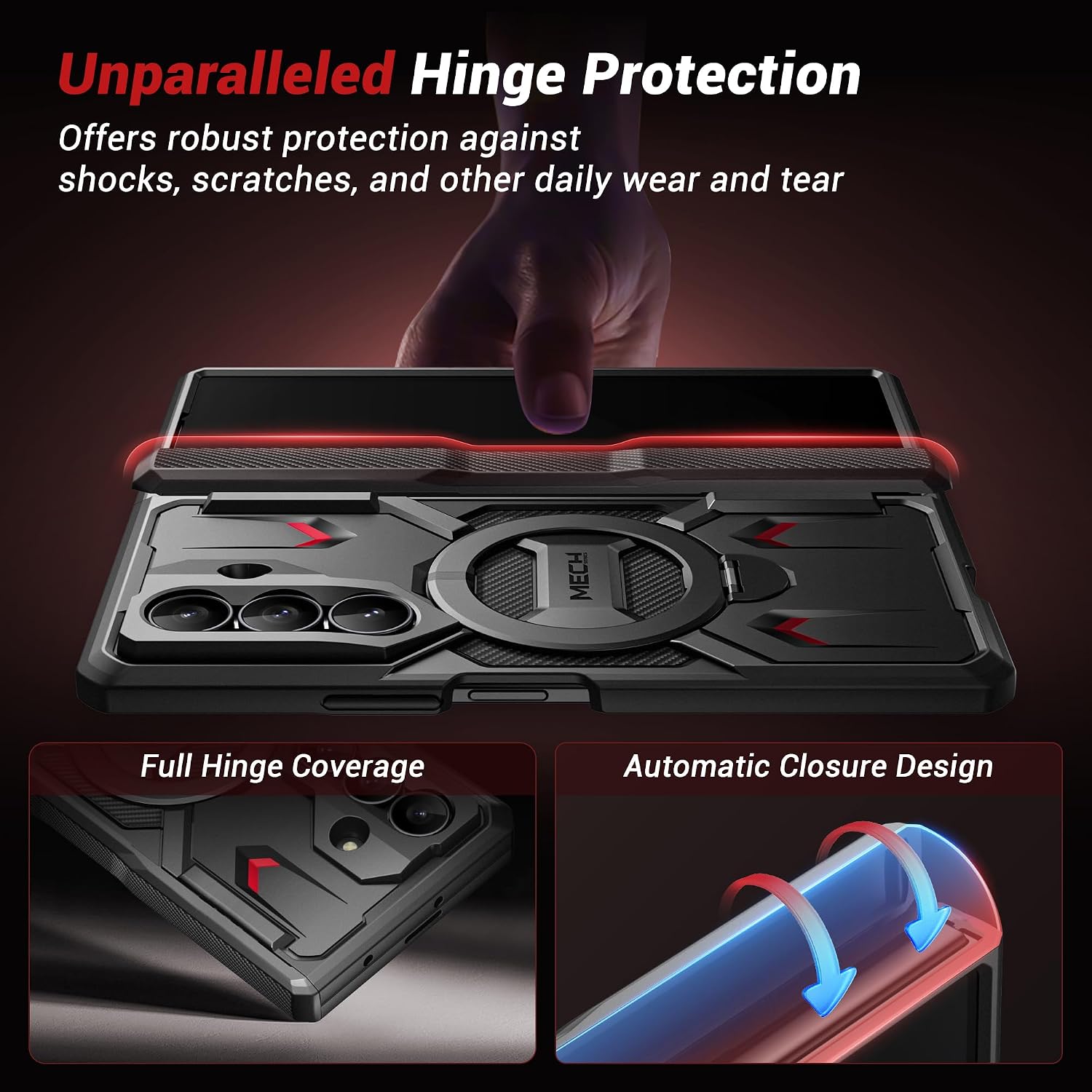 Thumbnail 6 de Tongate Z Fold 7 Magnetic Case TiBlack Galaxy Z Fold 7用ケース 360°回転スタンド・覗き見防止・ヒンジ保護