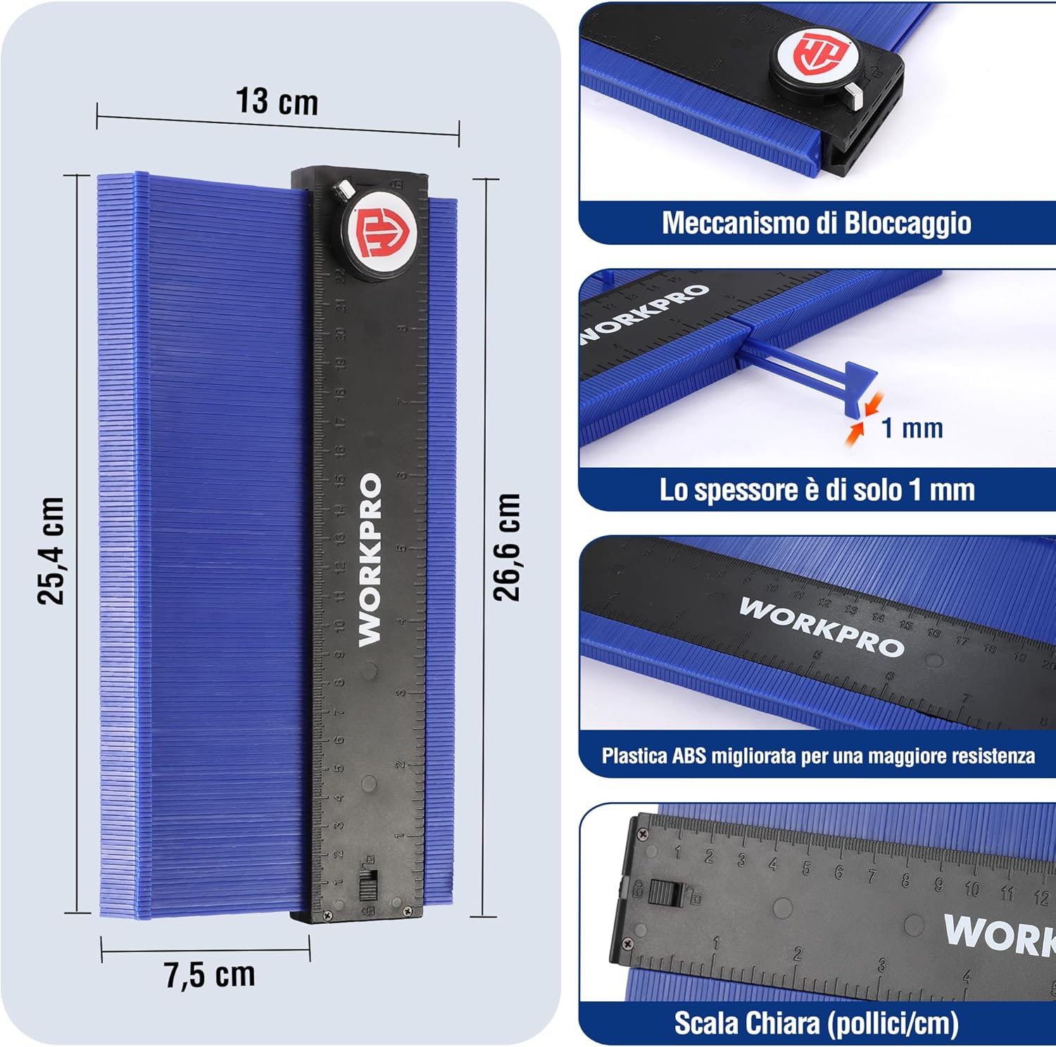 Thumbnail 1 de WORKPRO Calibro per Contorni con Blocco (25+25 cm) – Set da 2 pezzi con duplicatore di profili