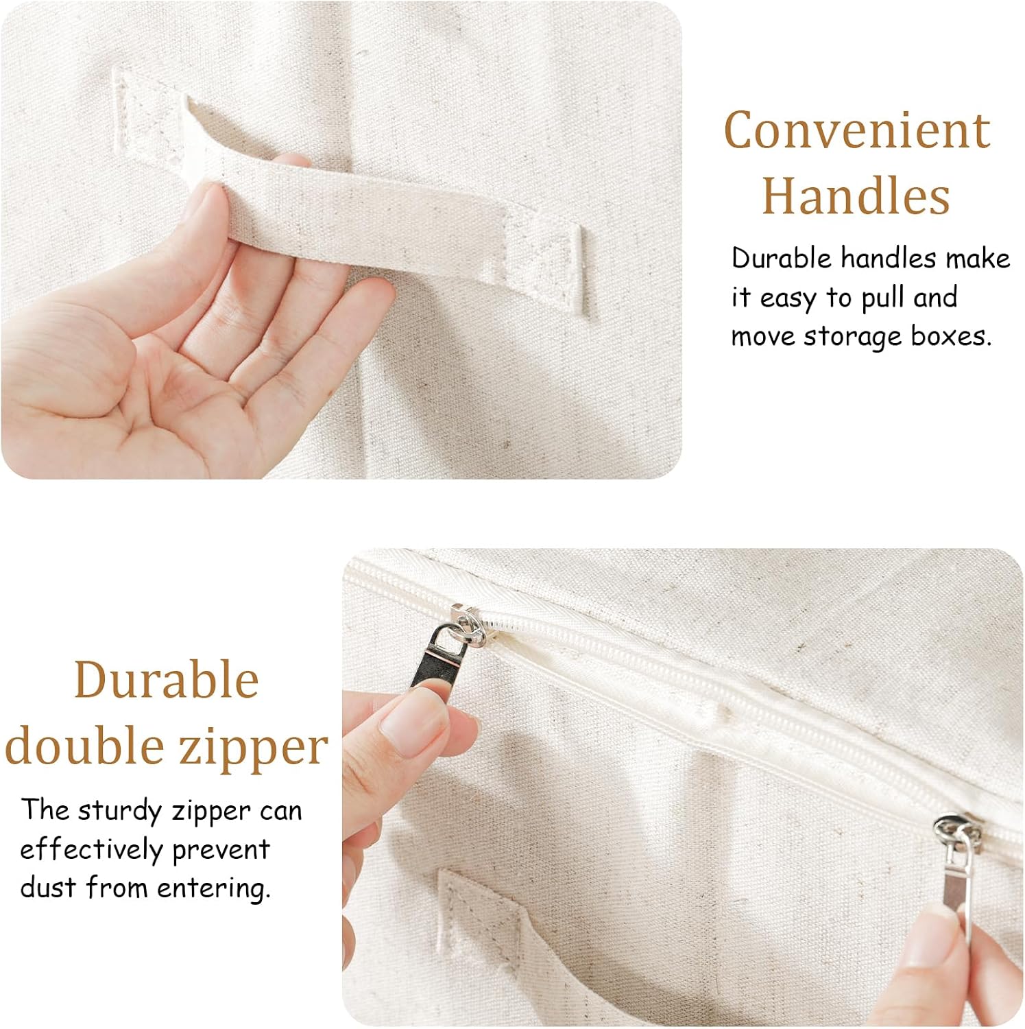 Thumbnail 5 de ENUMAIL tvättbar tygförvaringslåda, 38 × 26 × 15 cm, beige, 2-pack