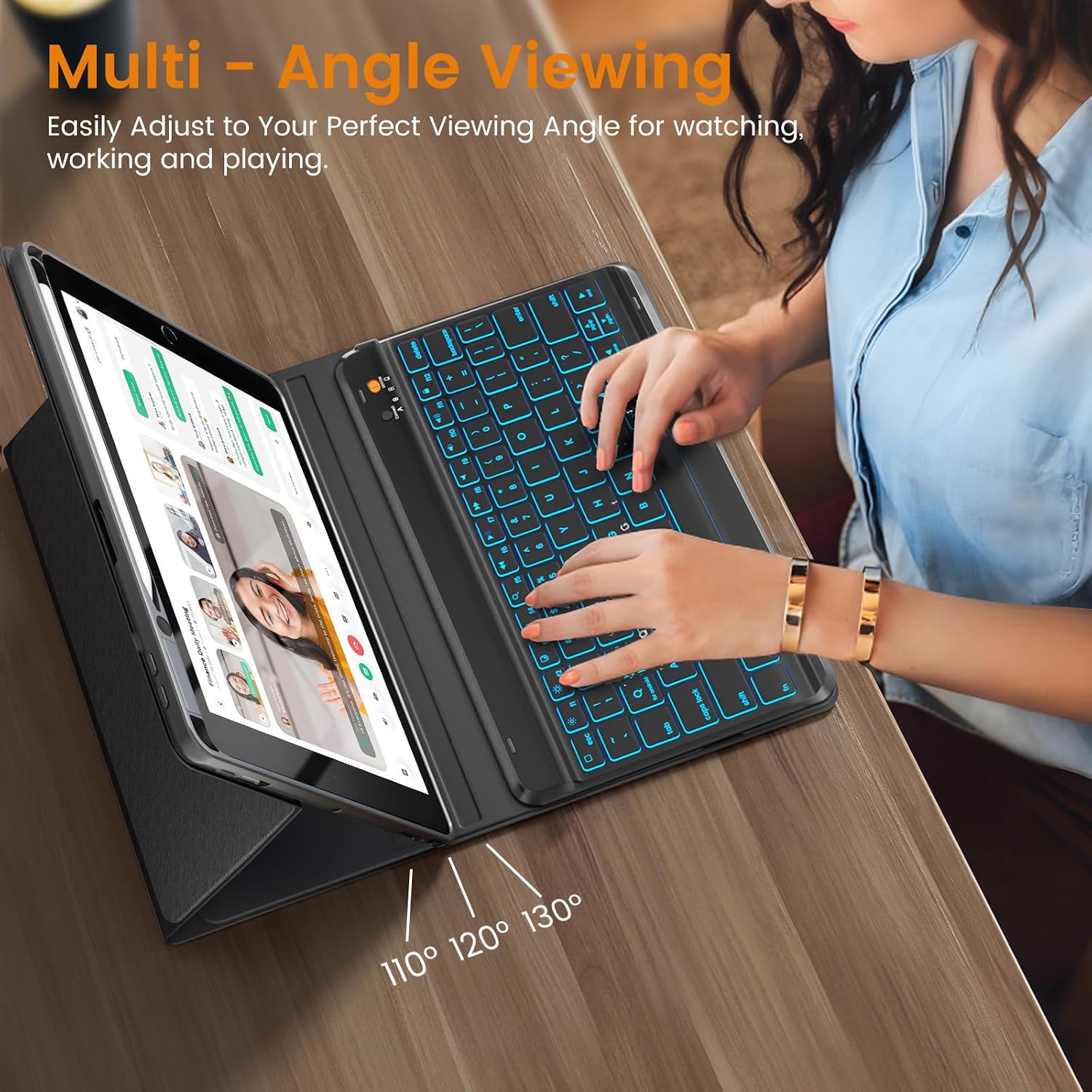 Thumbnail 5 de OYEEICE Hülle mit Tastatur iPad 9/8/7 10,2 Zoll