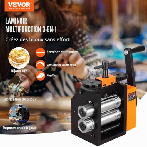 Detalle de VEVOR Laminoir de Bijoutier 76 mm – Laminage ajustable 0,1–7 mm pour bijoux