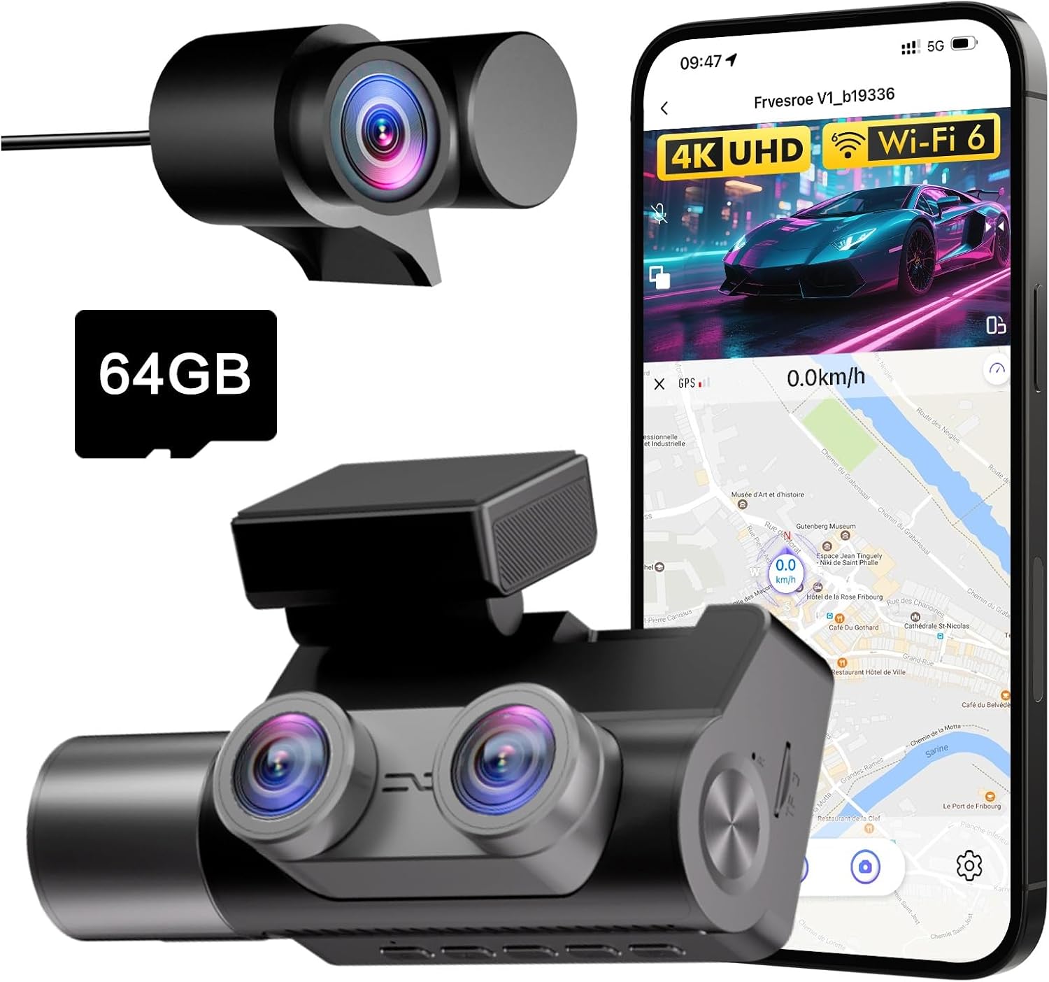 Detalle de Frvesroe Dashcam V1 4K 3 canales 64GB