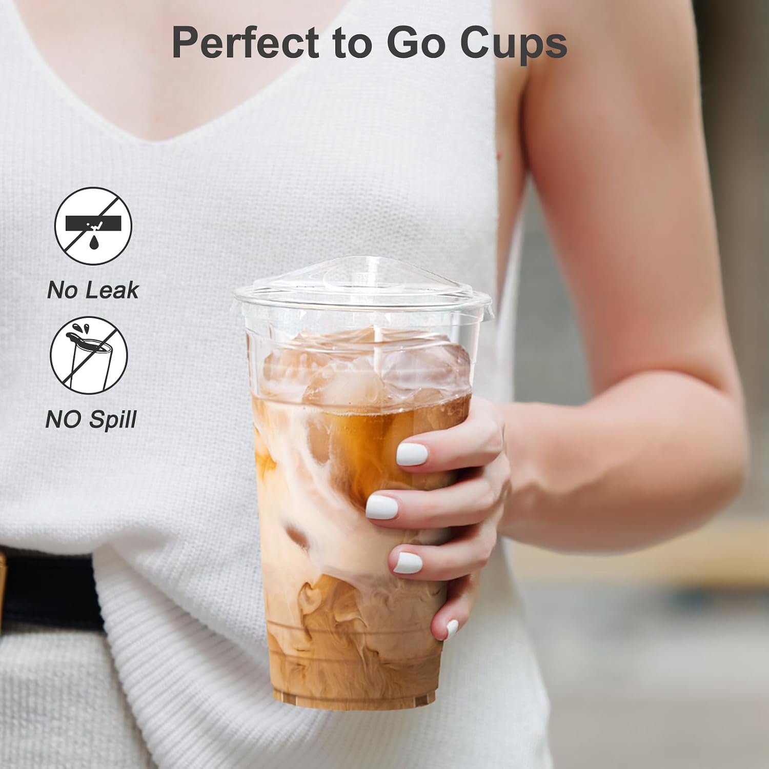 Thumbnail 3 de Dealusy PCL24 24 oz Clear Plastic Cups with Sip Lids, 100 Pack