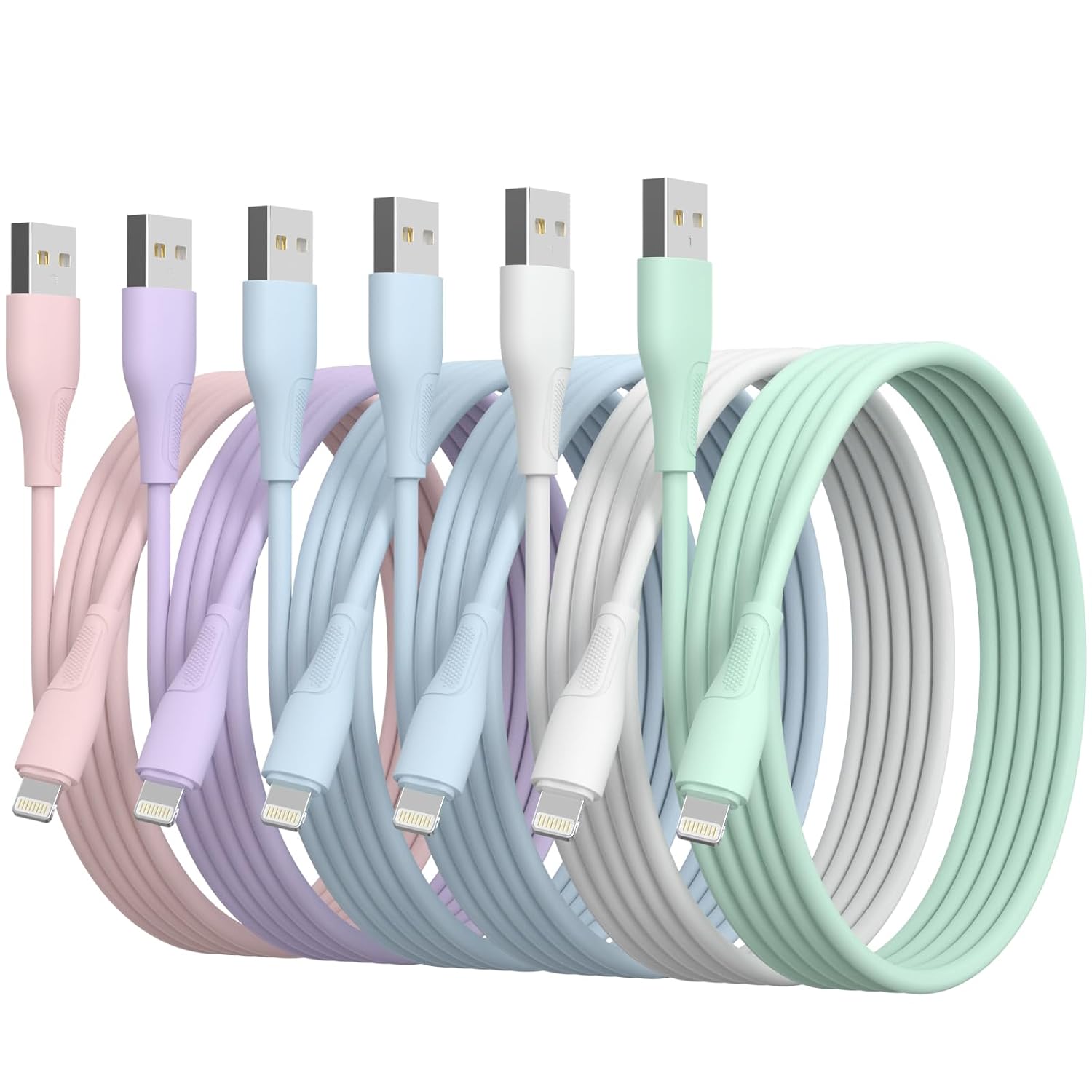 Detalle de NKNZLY ZST-PGCS112223m-HS08 MFi Lightning Cable 6-Pack, 3–10 ft