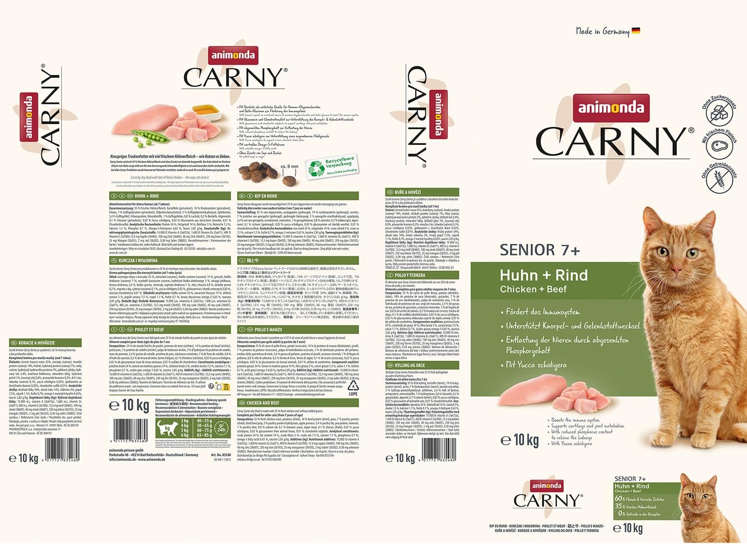 Detalle 2 de Animonda Carny Katzen Trockenfutter mit Huhn + Rind – 10 kg, Senior & getreidefrei
