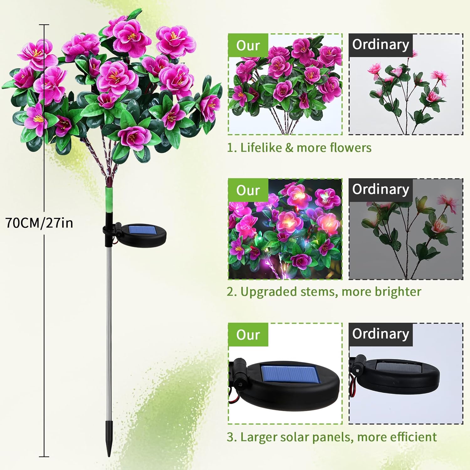 Detalle 2 de FWLWTWSS Solar Flower Lights Outdoor Garden - 2 Pack Rhododendron Solar Lights (Purple)