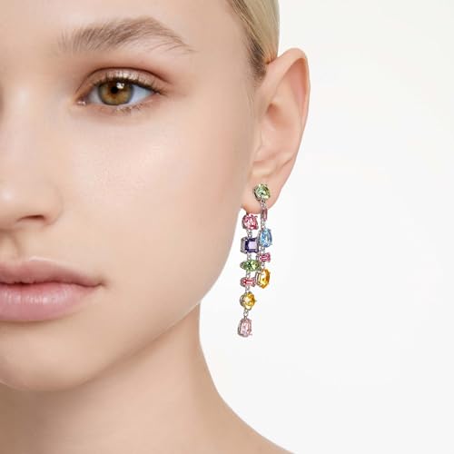 Thumbnail 5 de Swarovski Orecchini pendenti Gema – Design asimmetrico, taglio misto, multicolore, placcato rodio