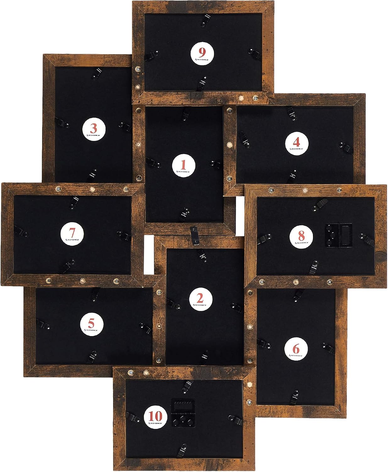 Detalle de SONGMICS Kavi RPF020X01 10-photo collage frame, MDF, rustic brown