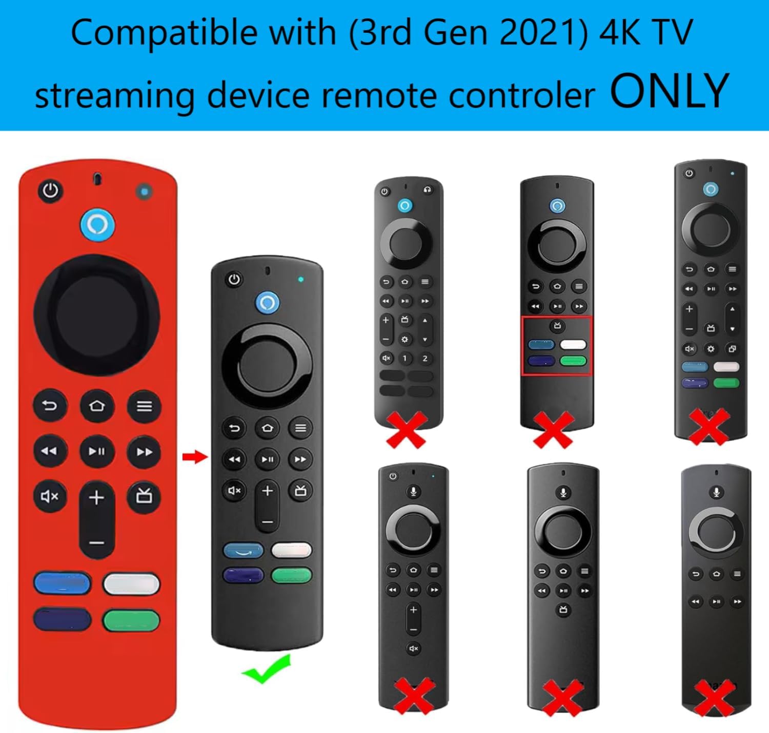 Thumbnail 1 de Silicone Remote Cover Replacement for Smart HD Streaming / 4K Remote (3rd & 4K models) with Lanyard