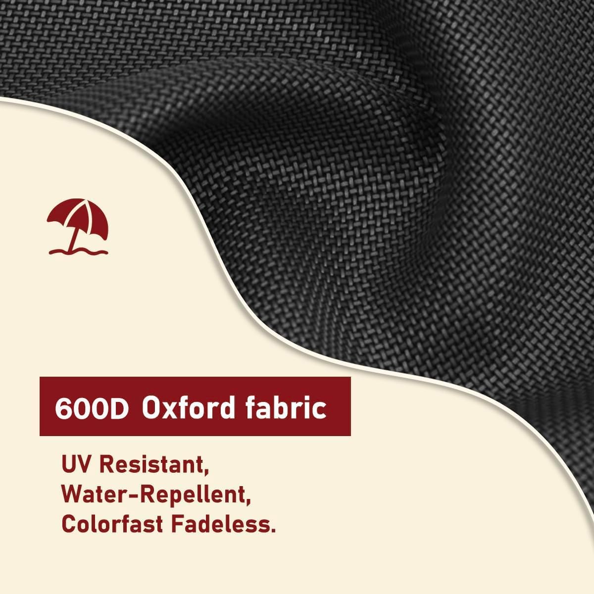 Detalle de WPOLEAX HG013 Patio Umbrella Cover, 600D Oxford, Waterproof with Zipper