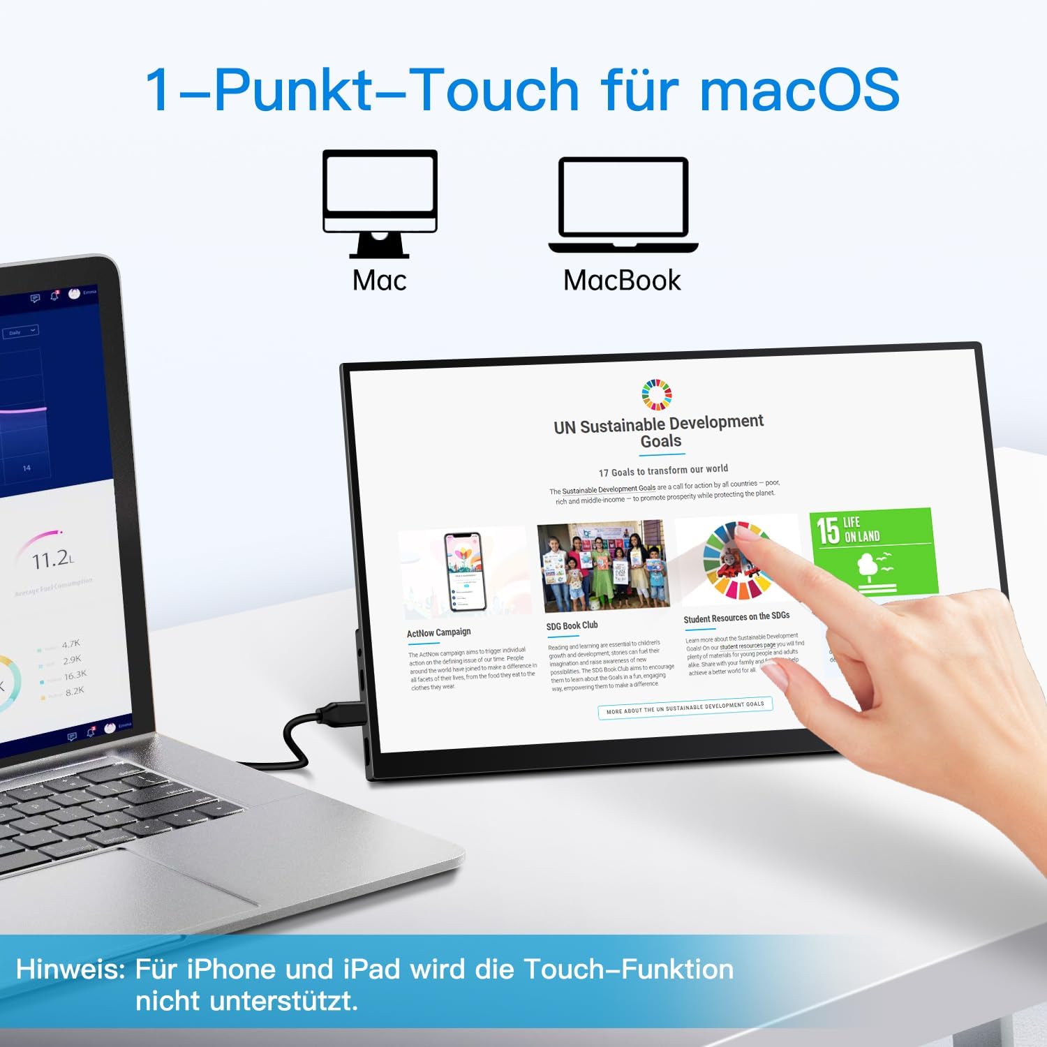 Detalle de CAPERAVE 15,6 Zoll Tragbarer Touchmonitor