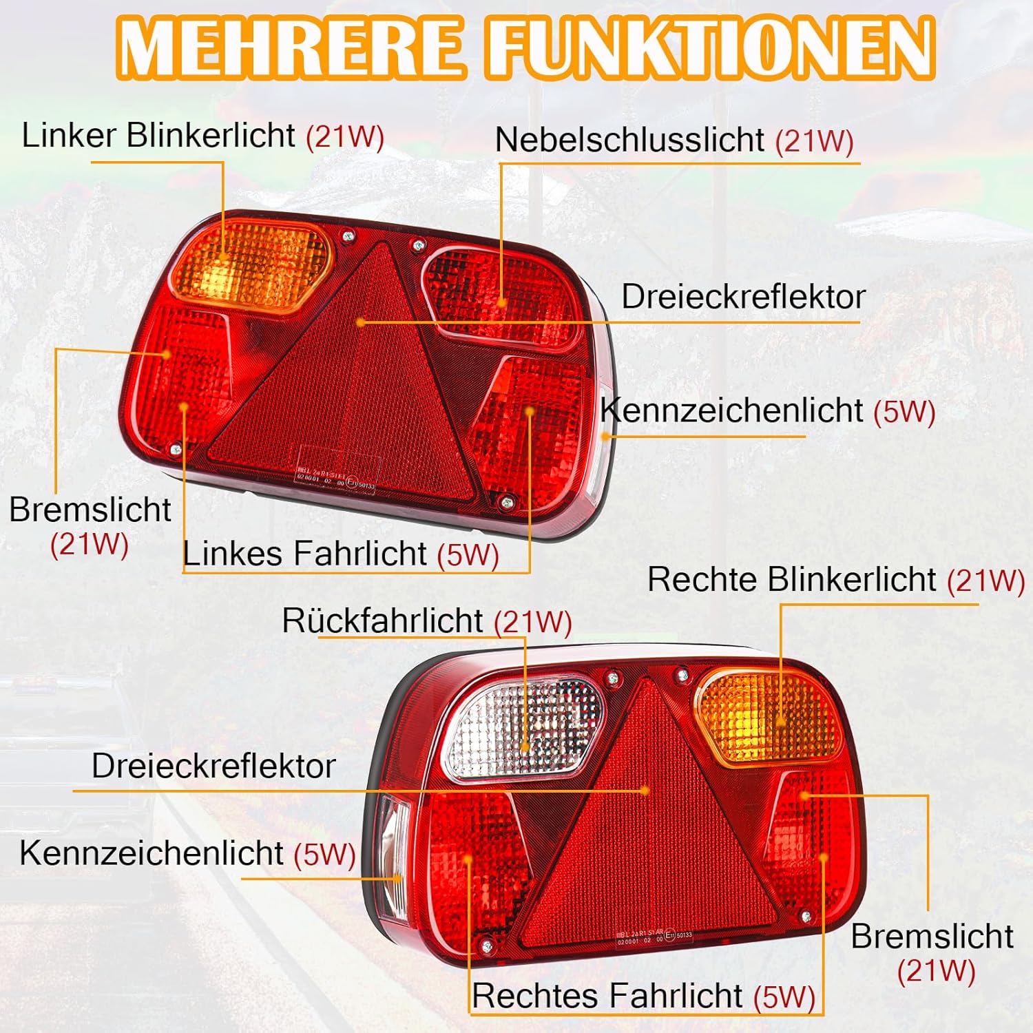Thumbnail 3 de Warmfay Anhänger Rückleuchten Set (12 V, Universal, 13-polig, 5 m Kabelsatz, E11-zertifiziert)