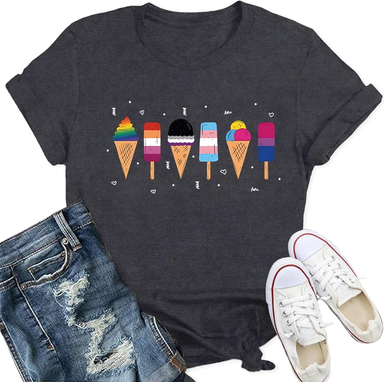 Detalle de Qskall Womens Pride T Shirt – Love is Love Rainbow Tee