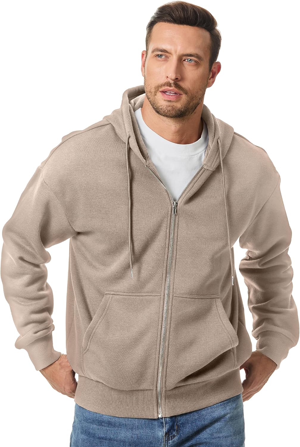 Thumbnail 2 de JMIERR Hoodie Herren Baumwolle Reißverschluss