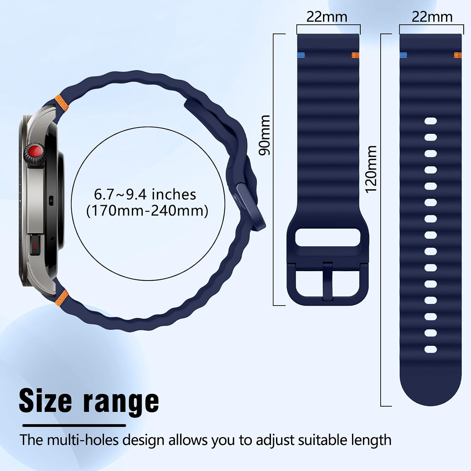 Detalle de RosMank 22mm Silicone Watch Band – Versatile Replacement for Amazfit and More