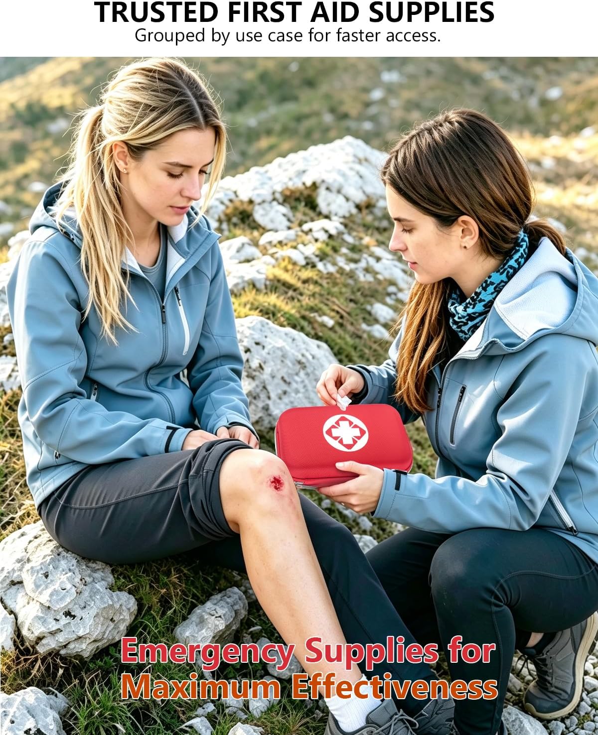 Detalle de Foscomax JJB210PCS-Red First Aid Kit, 210 Pieces, Waterproof Red Case