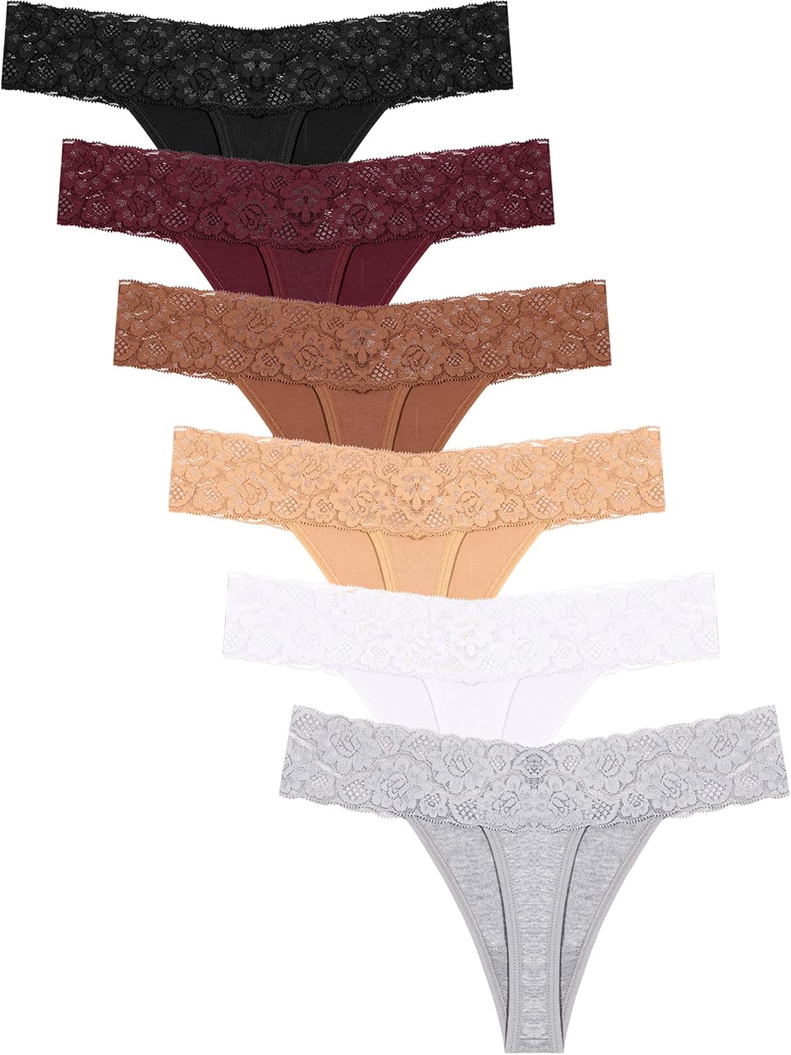 Detalle de READY TO LOVE Tanga Damen Unterhosen Baumwolle 6er Pack