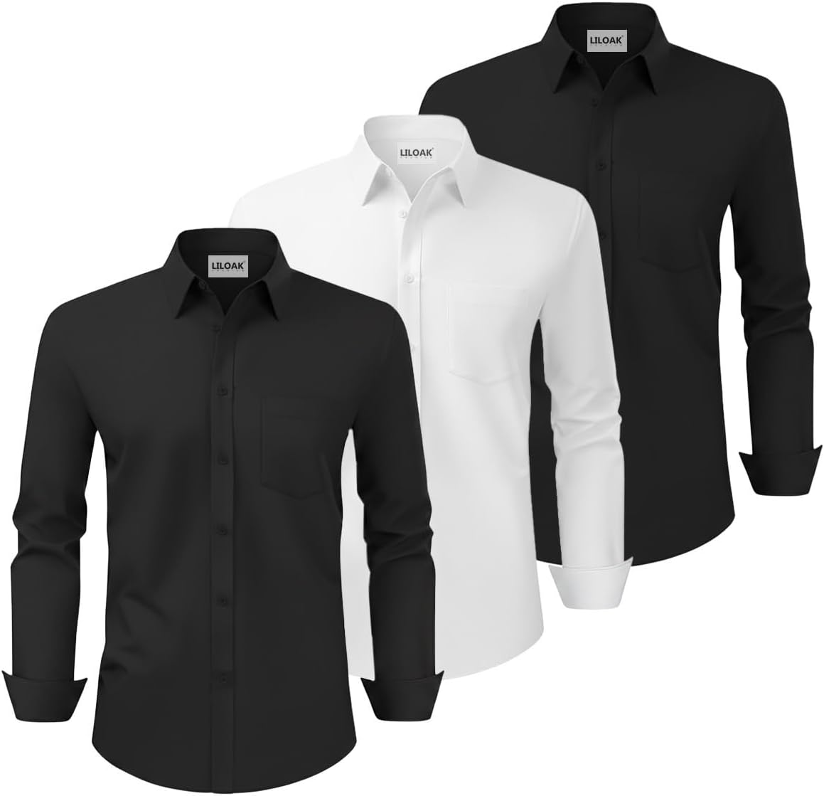Detalle de Mens dress shirt pack, long sleeve stretch