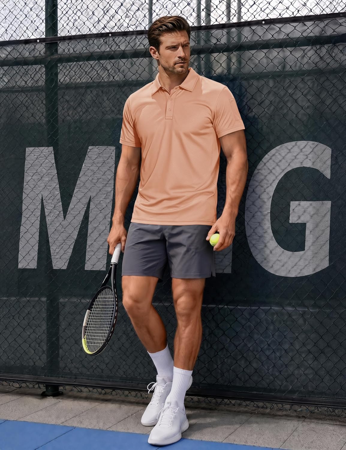 Detalle de MAGCOMSEN Men's Polo Shirt Quick-Dry Performance Short Sleeve Polo Shirt