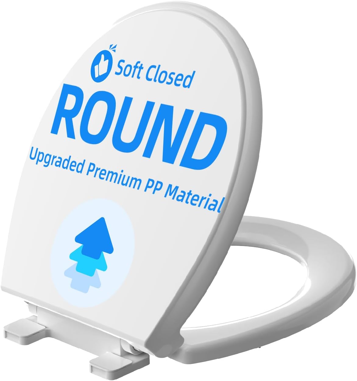 Detalle de Meydrdou CCP005 Round Toilet Seat, 16.5-Inch Soft-Close PP Plastic, White