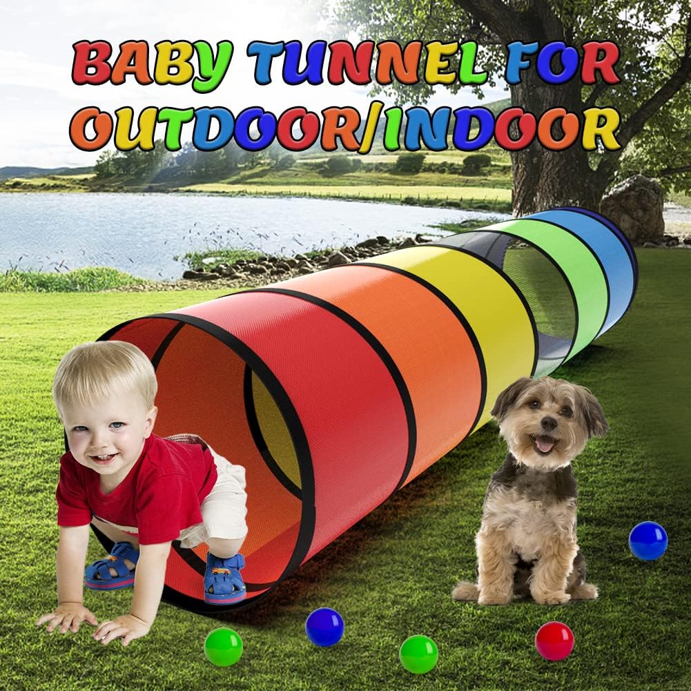 Detalle 2 de Kids Play Tunnel for Toddlers 1-3: 6-Foot Colorful Pop-Up Crawl Tunnel (Breathable Mesh)