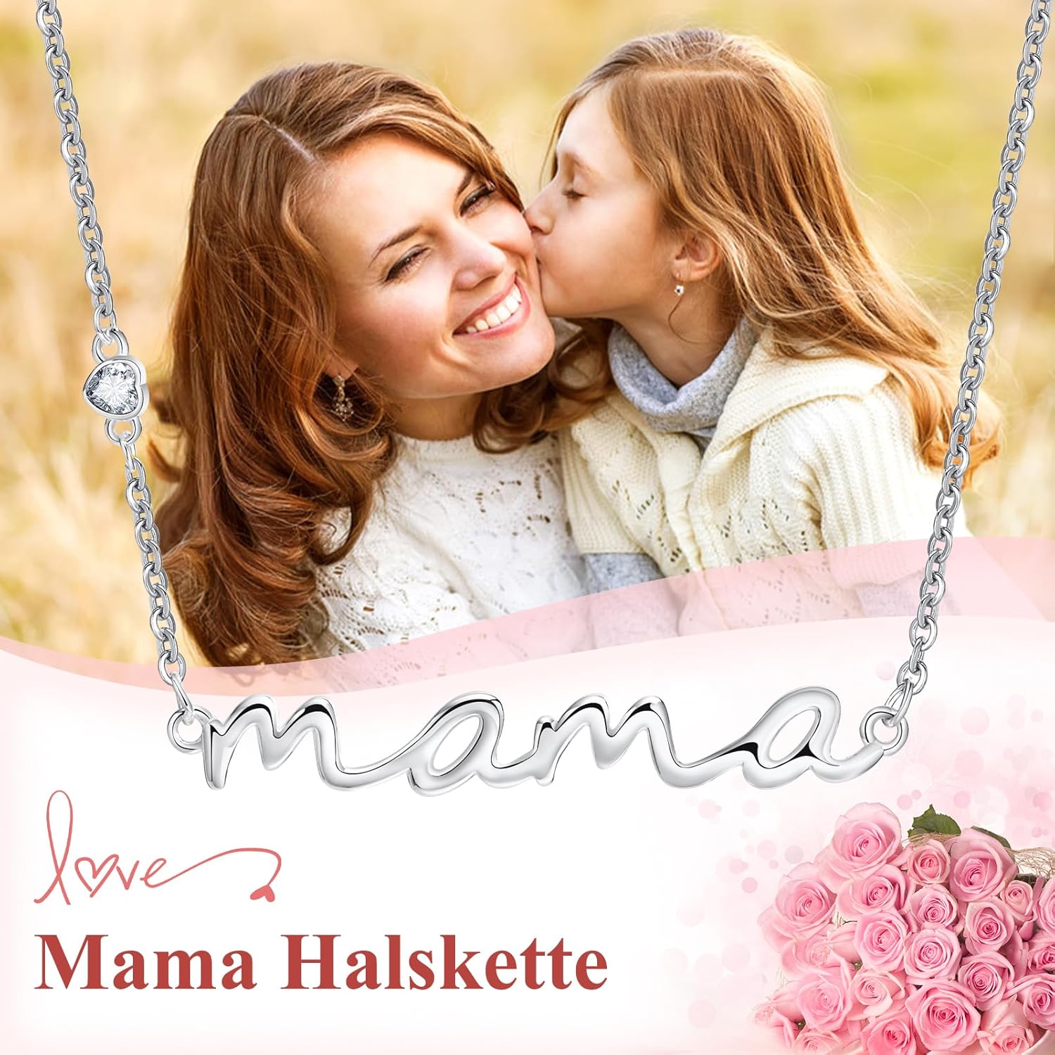 Thumbnail 1 de VNOX Muttertagsgeschenk Mama Kette aus 925 Sterling Silber mit Mama-Anhänger