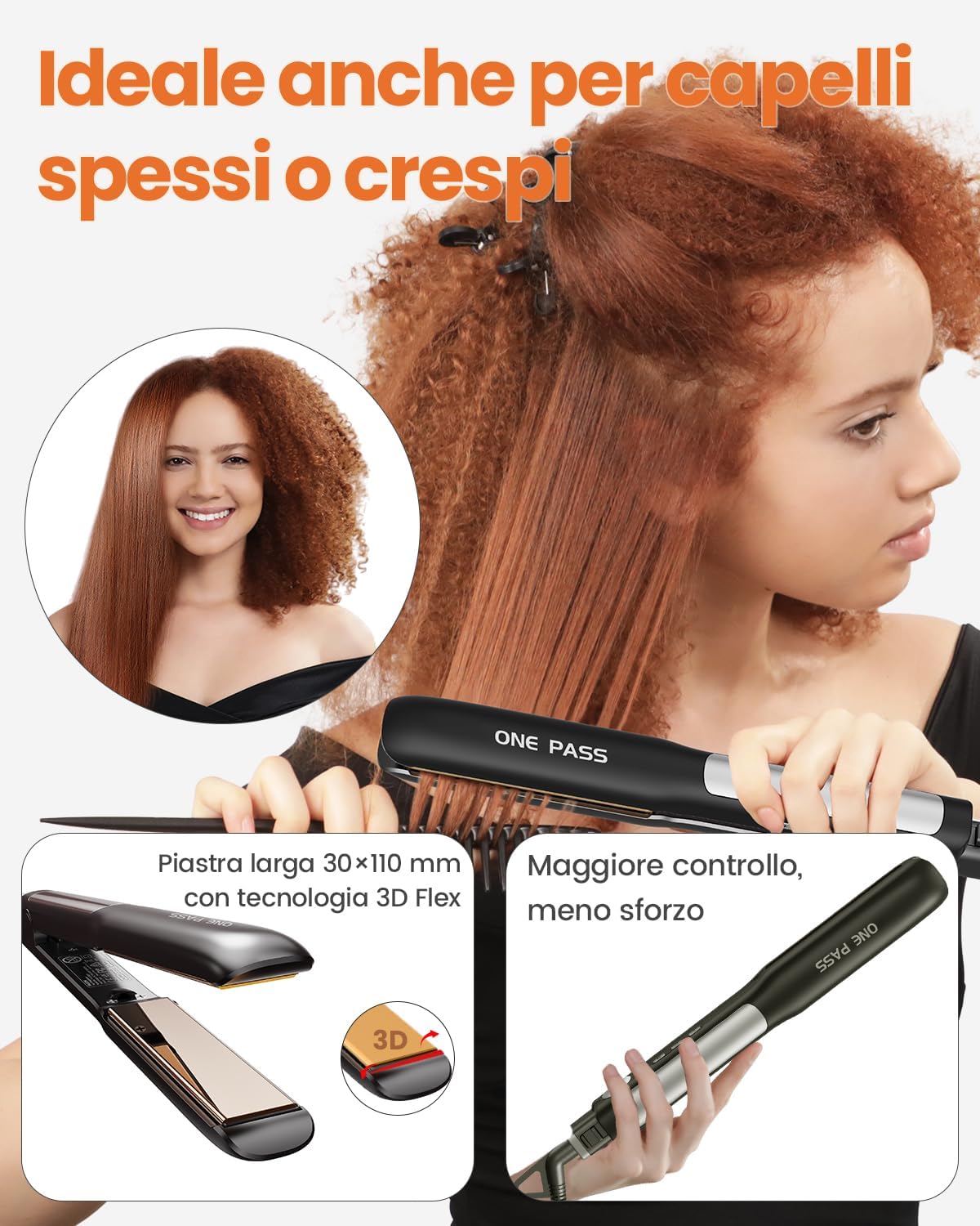 Thumbnail 5 de Faszin Piastra Capelli Professionale 2-In-1: piastra in titanio con ionizzazione e riscaldamento rapido