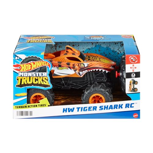 Thumbnail 5 de Hot Wheels HW Tiger Shark RC: Monster Truck teledirigido todoterreno 1:24 con mando y alcance de 30 m