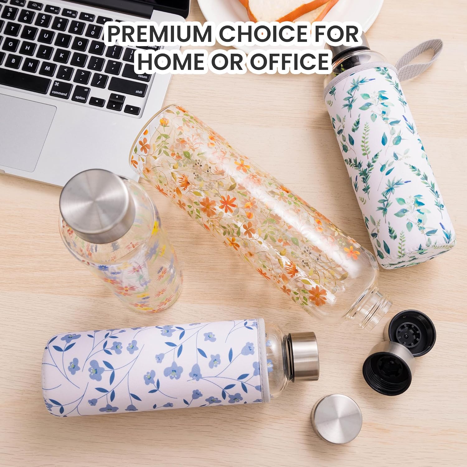 Thumbnail 3 de Autsel 1 Liter Glasflasche mit Neopren-Hülle – Borosilikat, auslaufsichere Abdeckung