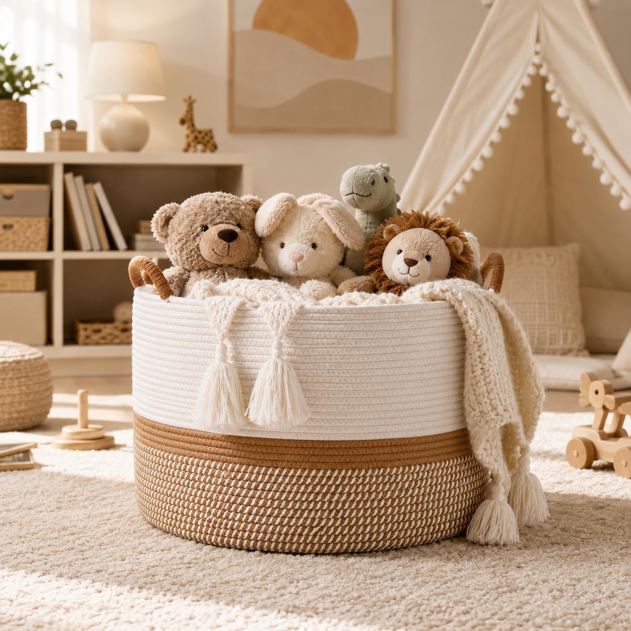 Thumbnail 1 de KAKAMAY Large Blanket Basket 20x13"
