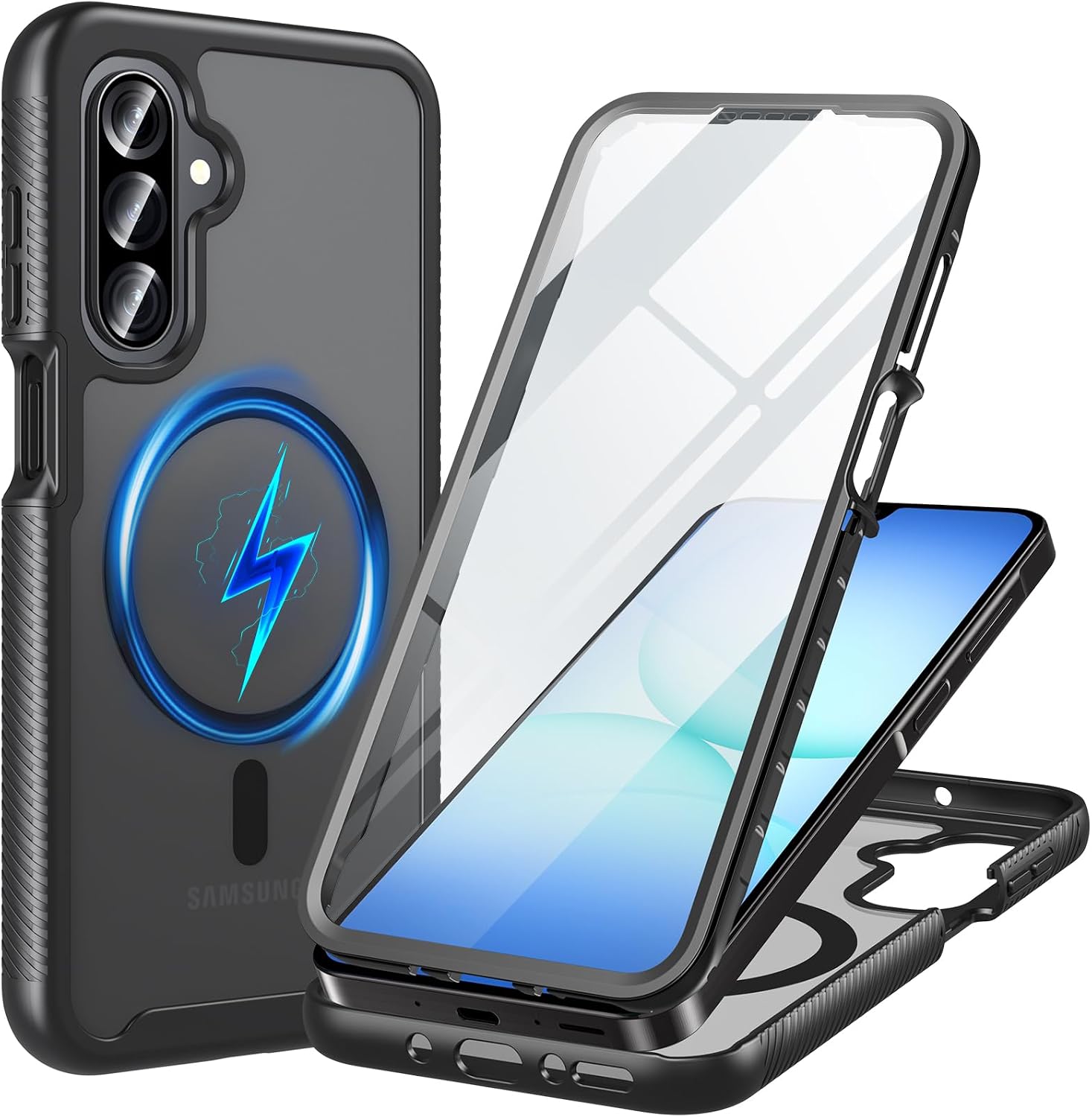 Detalle de Hensinple Galaxy A17/A16 5G Case with Built-in 9H Glass, MagSafe Compatibility, and 360° Rugged Protection