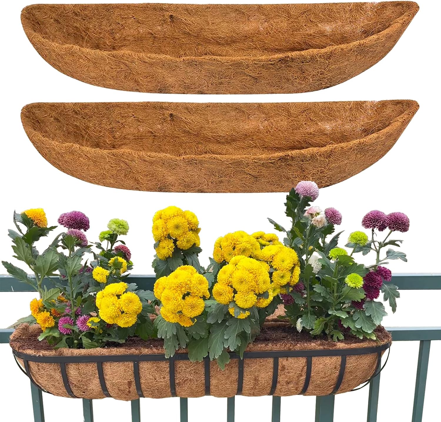 Thumbnail 6 de YUNSTK 2 Pcs Coco Liner Trough – 24 Inch Wall Mounted Planter Liners