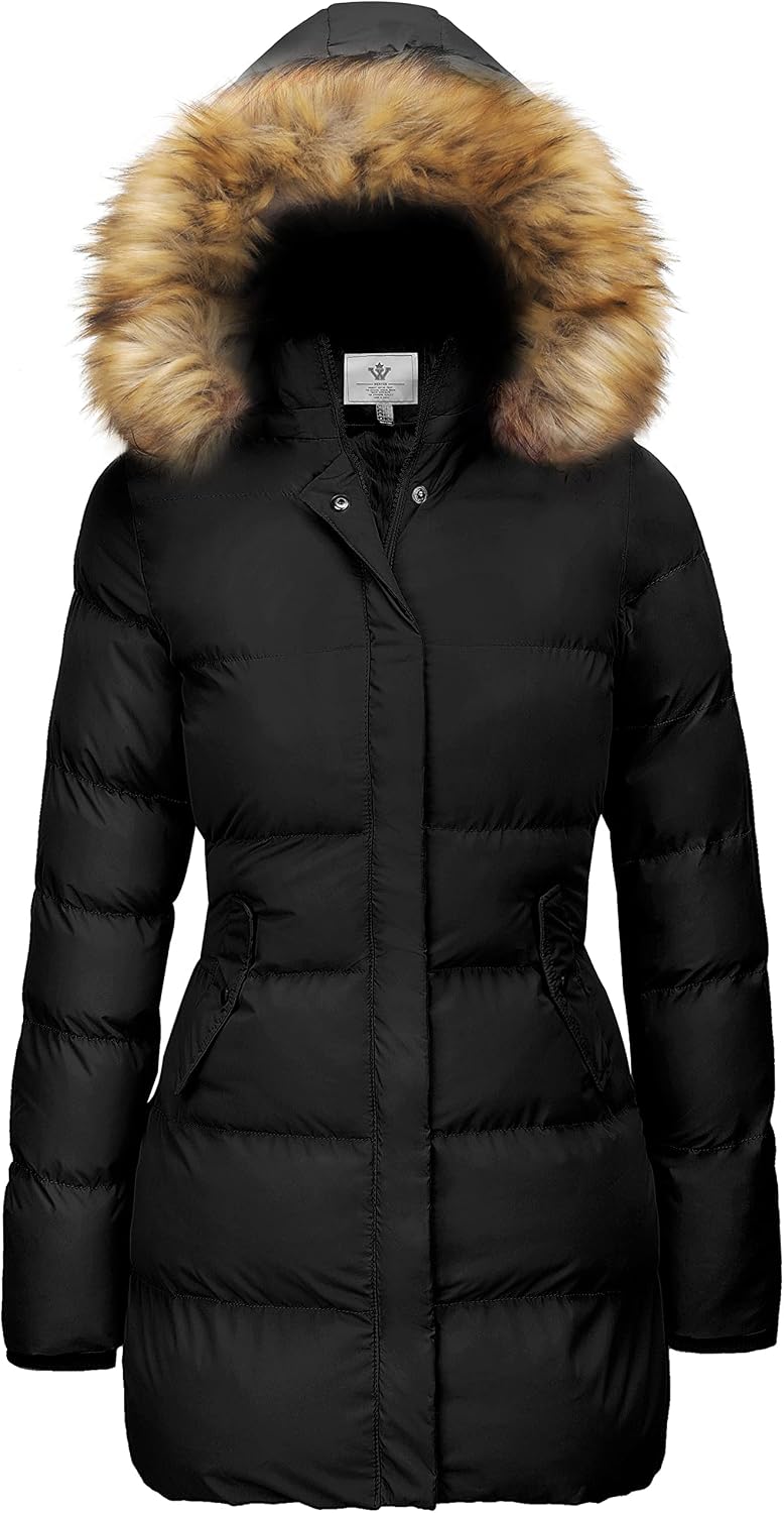 Detalle de WenVen Women's Winter Thicken Puffer Coat with Removable Faux Fur Hood