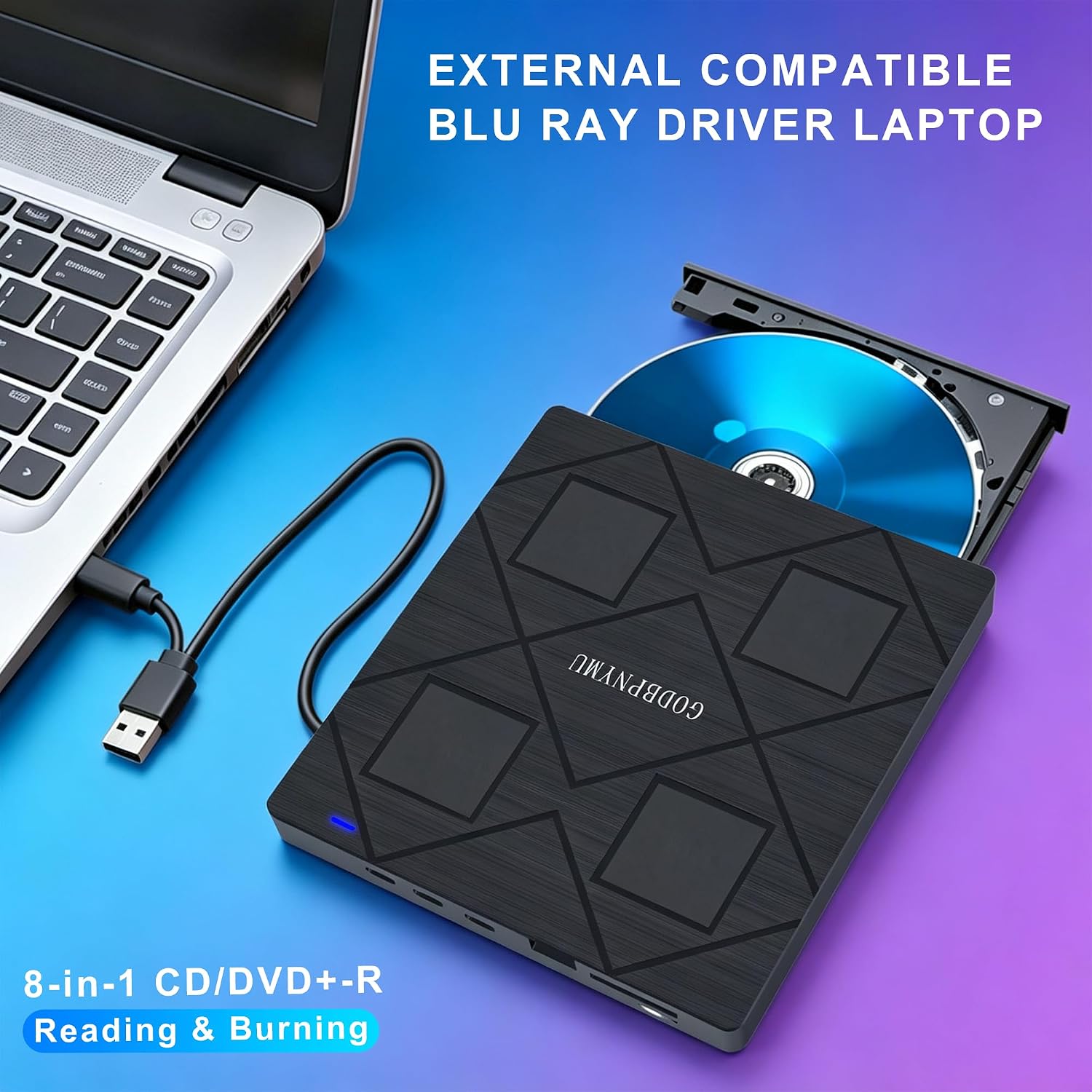Thumbnail 6 de GODBPNYMU bt638 External Blu-ray Drive, 8-in-1 USB-C Hub & Card Reader