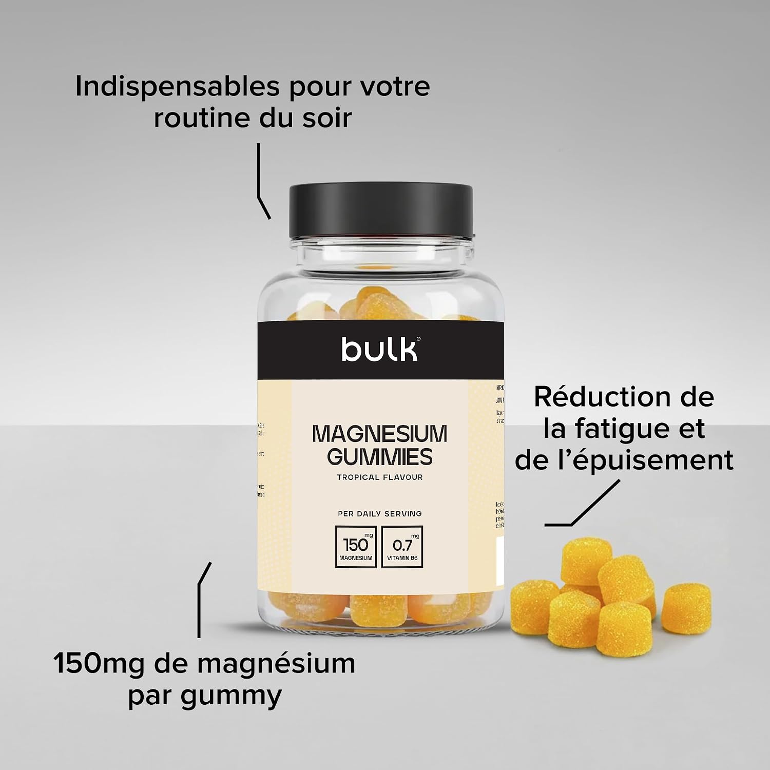 Detalle de Bulk Gummies au Magnésium 150 mg – Tropical | 60 Gummies