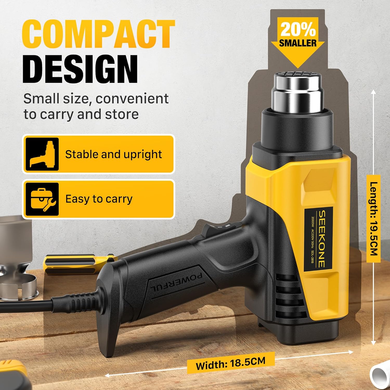Thumbnail 4 de SEEKONE Heat Gun 2000W with 50–600°C control
