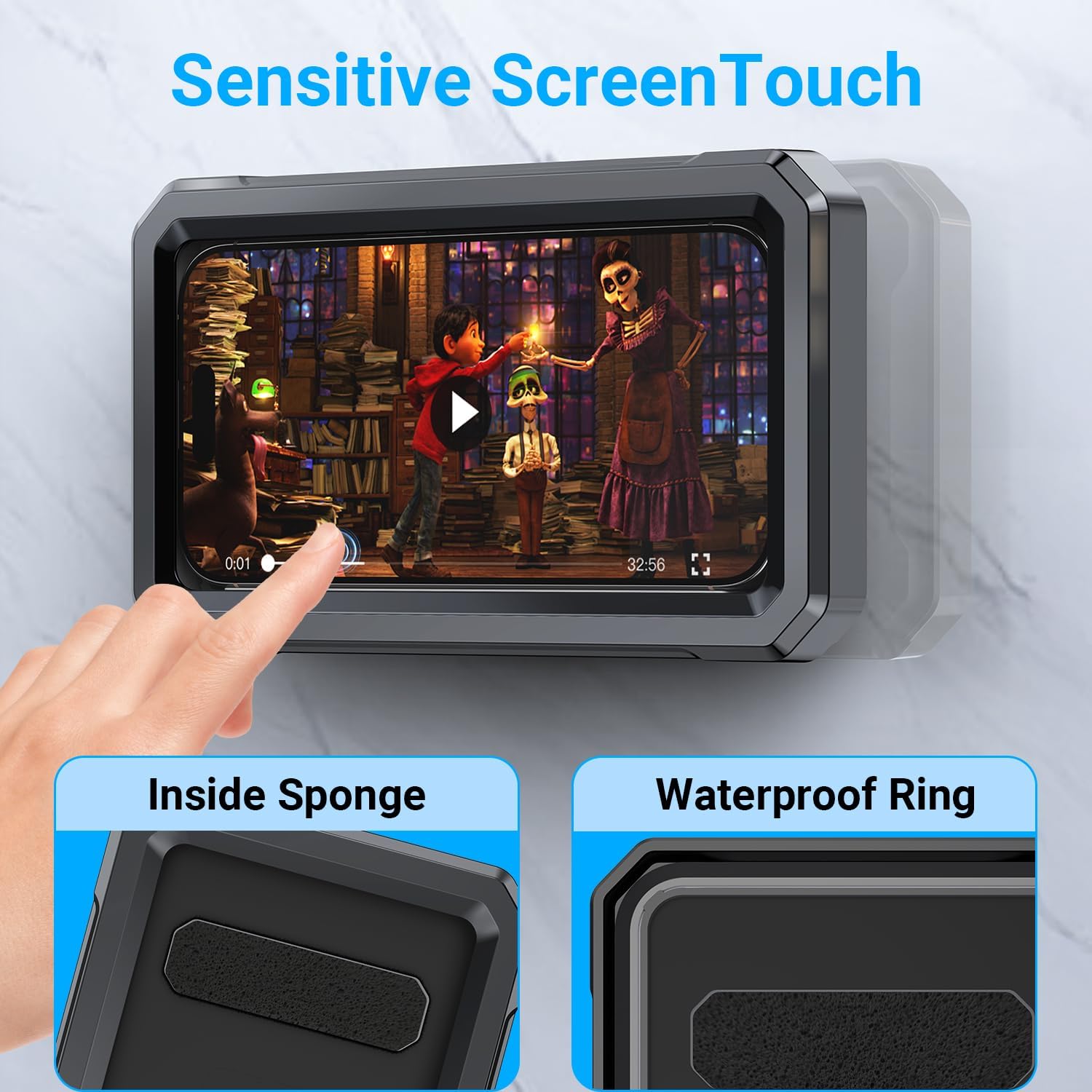 Detalle 2 de Coolpow Y01 Waterproof Shower Phone Holder, 480° Rotation and Adjustable Mount