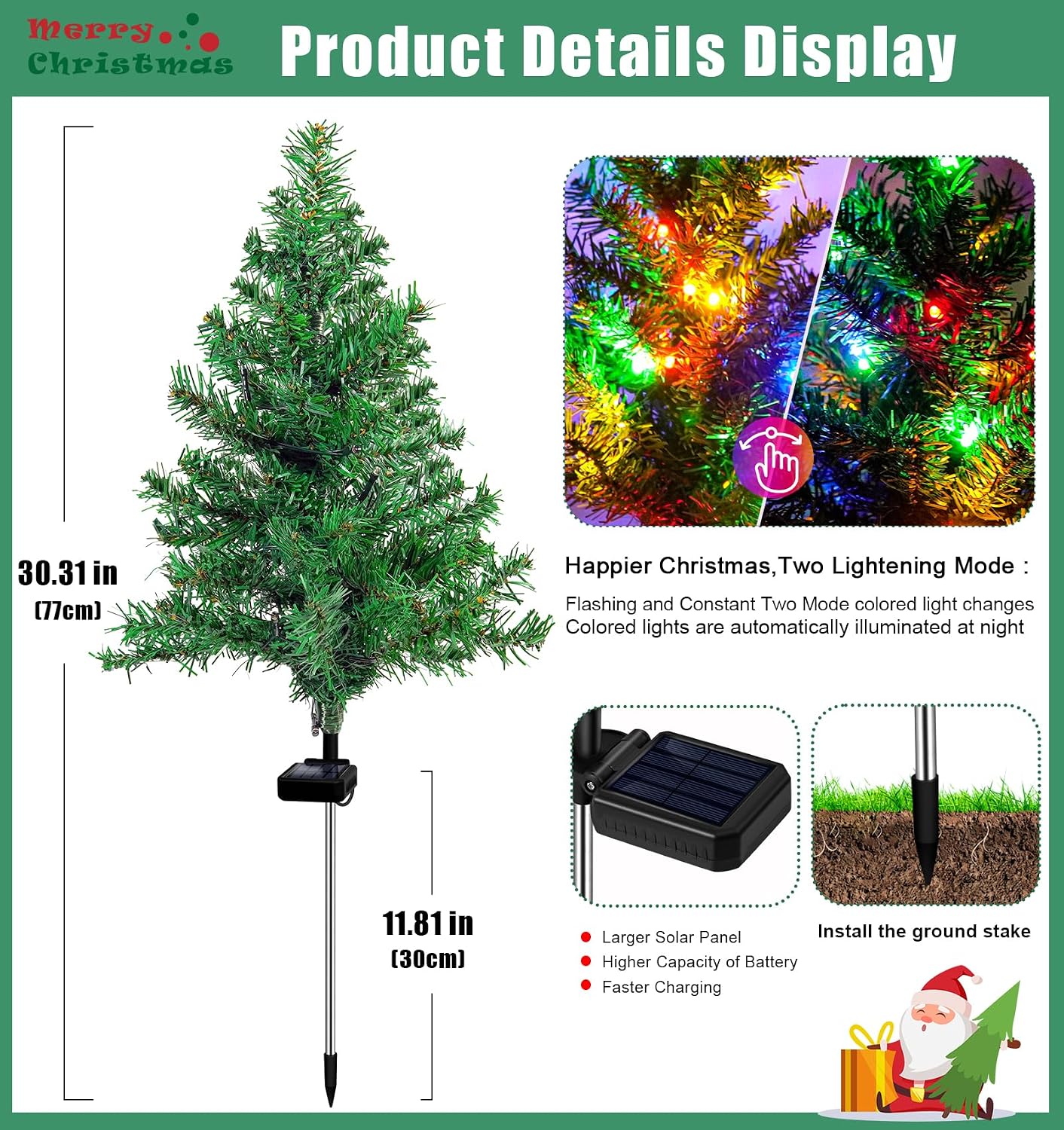 Detalle de ostritec Xmas tree 4pack Solar Christmas Tree Stake Lights, 4-Pack