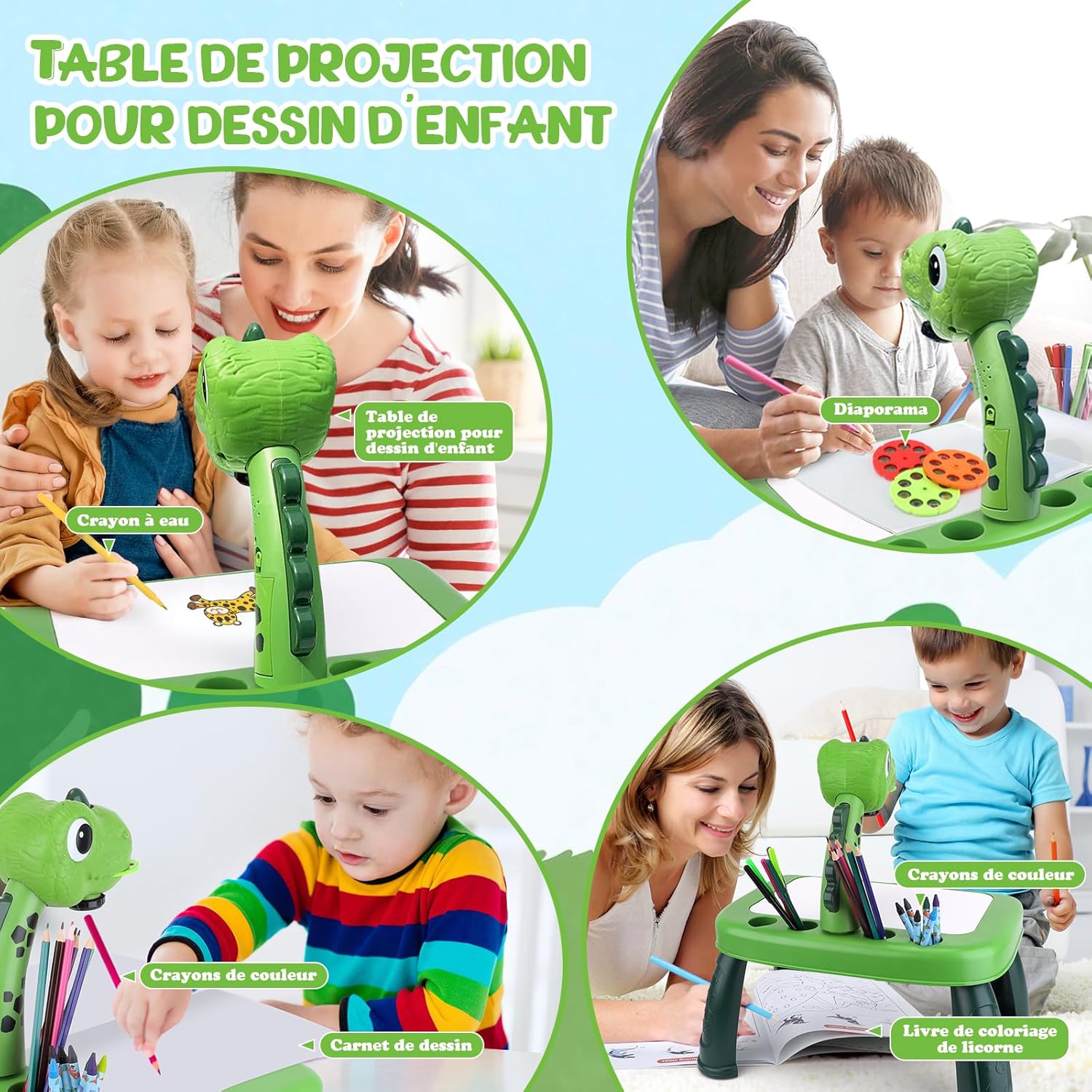 Thumbnail 4 de Projecteur de dessins de dinosaures pour enfants avec 72 modèles et accessoires de coloriage