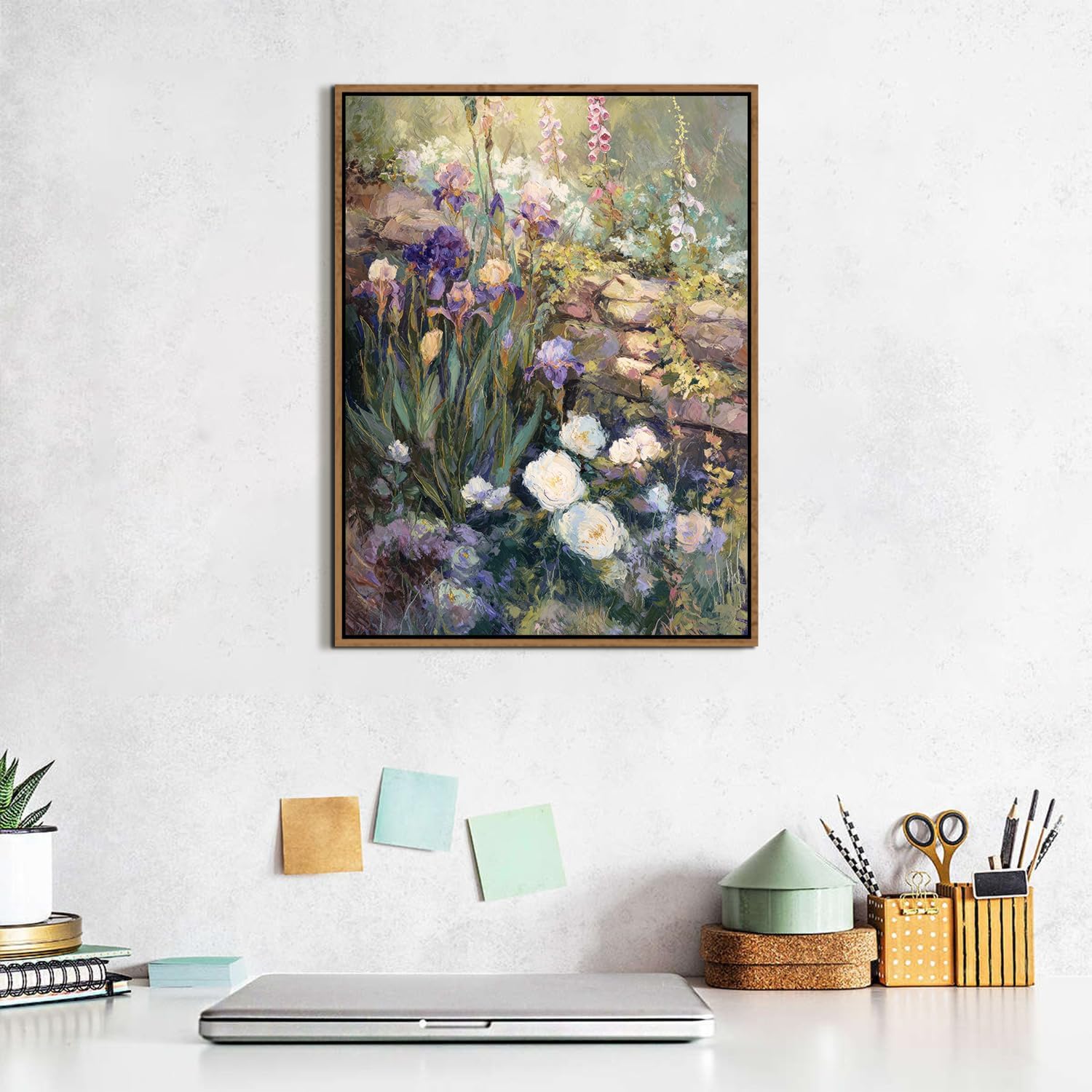 Thumbnail 4 de Framed Abstract Floral Wall Art – Rustic Vintage Farmhouse Botanical Landscape, 12x16