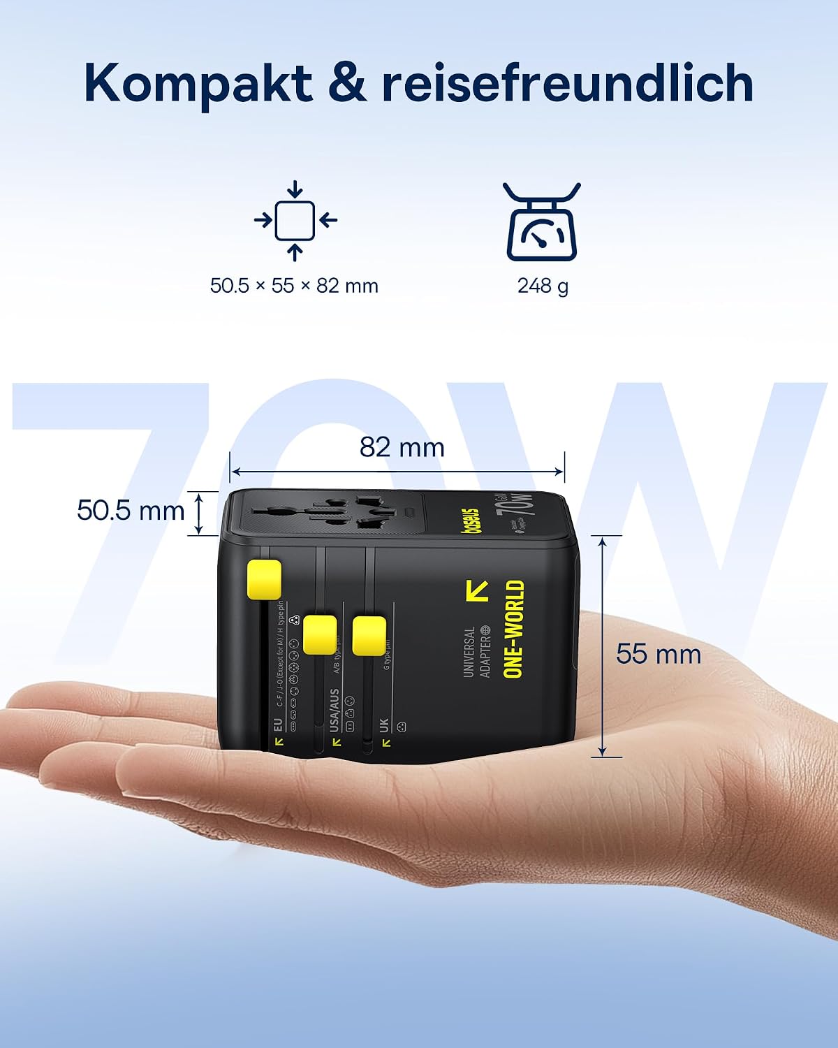 Thumbnail 5 de Baseus Enercore 70W Reiseadapter USB-C mit 70W Kabel