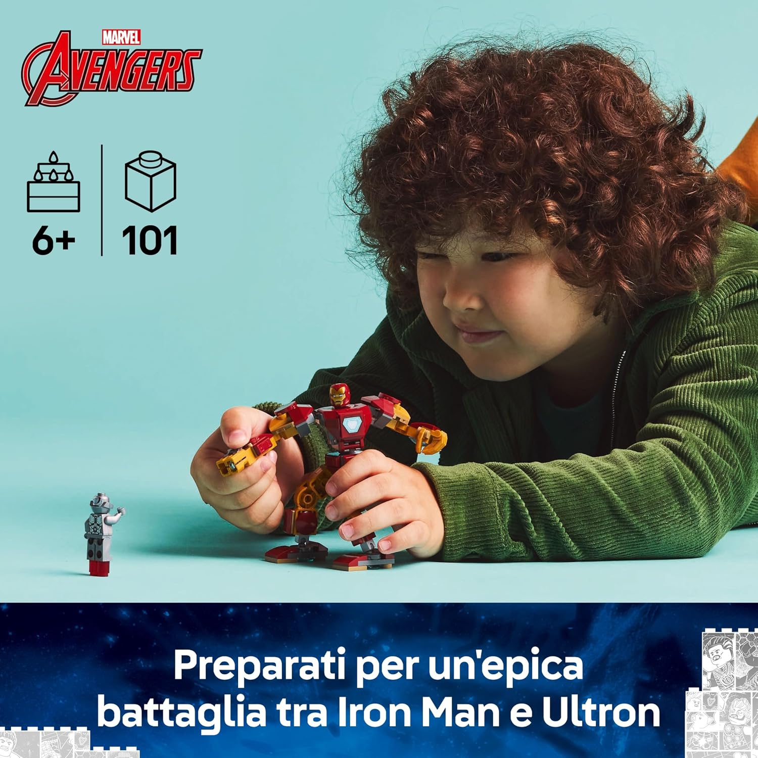 Thumbnail 1 de LEGO Marvel Mech di Iron Man contro Ultron (76307) con 2 minifigure, action figure snodabile costruibile