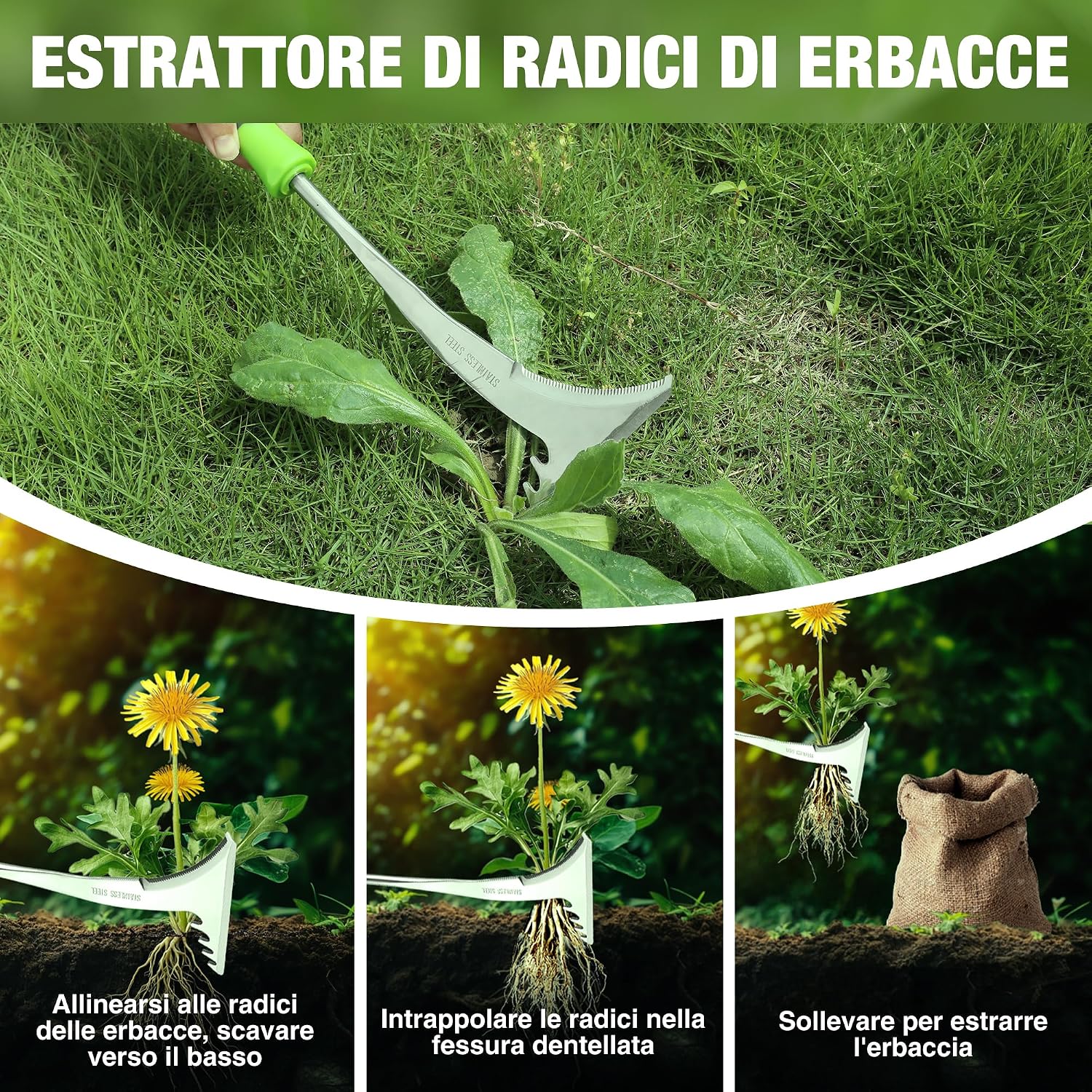 Thumbnail 4 de WORKPRO estirpatore erbacce manuale con lama seghettata in acciaio inox e manico ergonomico (32 cm)